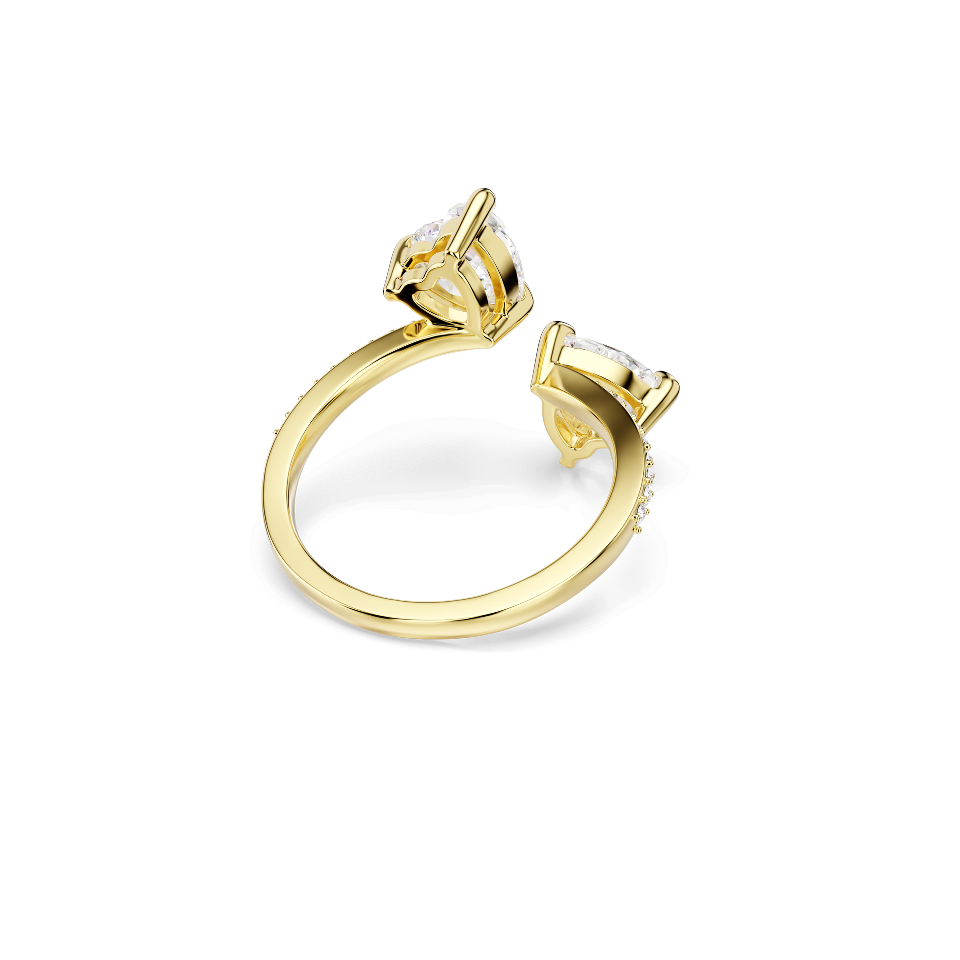 Mesmera open ring, Heart cut, Pavé, White, 18K gold finish