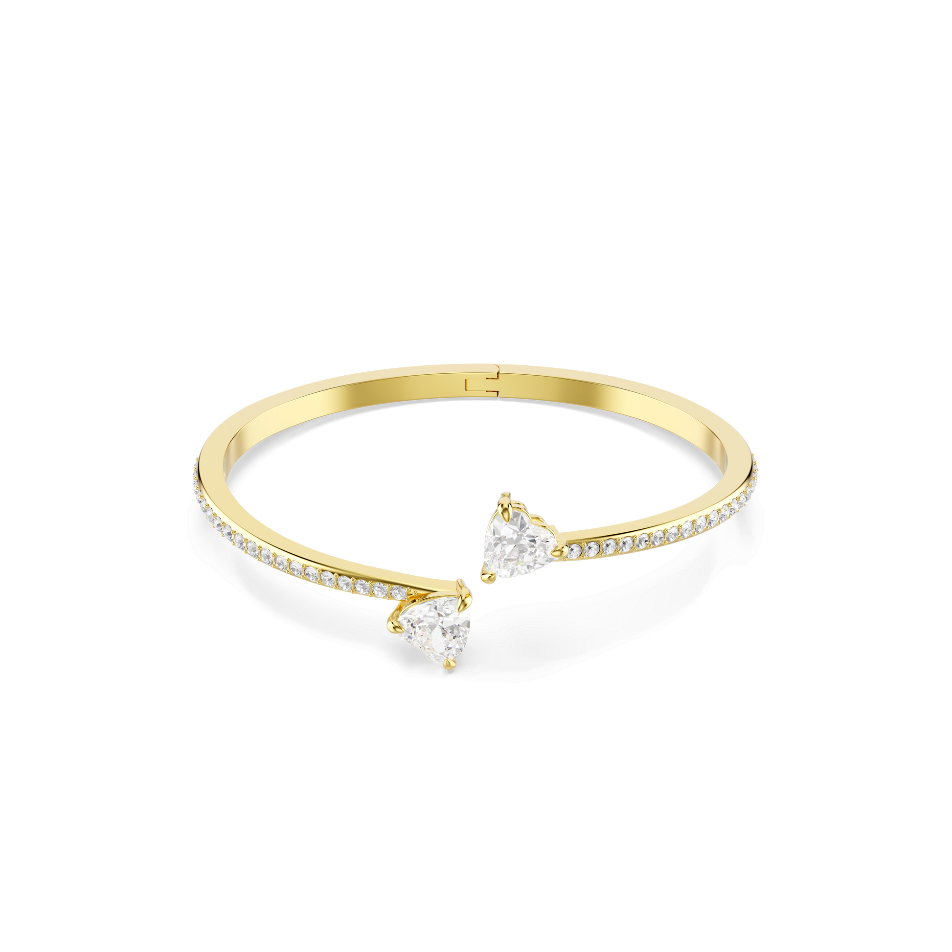 Mesmera bangle, Heart, White, 18K gold finish