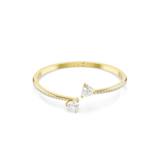 Mesmera bangle, Heart, White, 18K gold finish