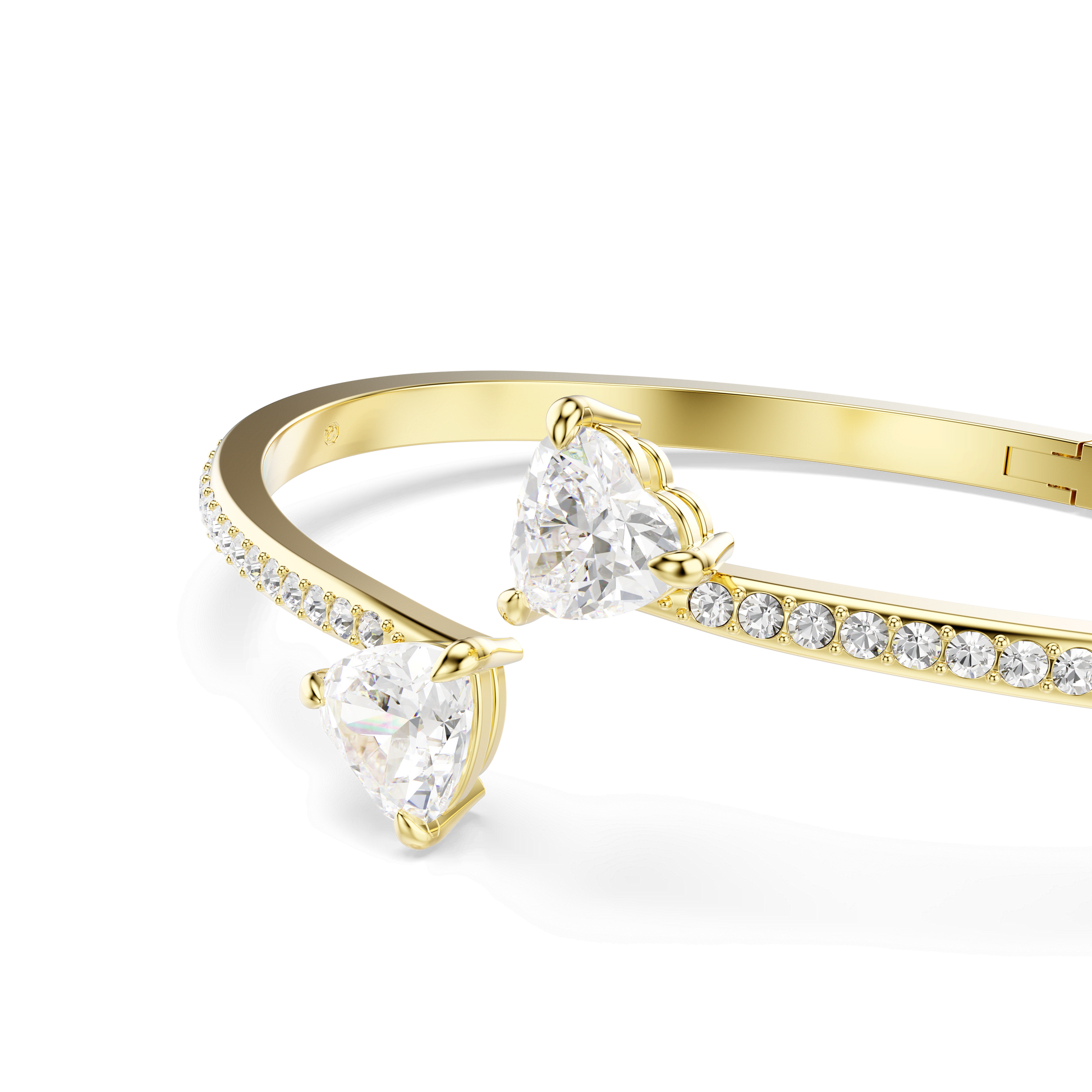 Mesmera bangle, Heart, White, 18K gold finish