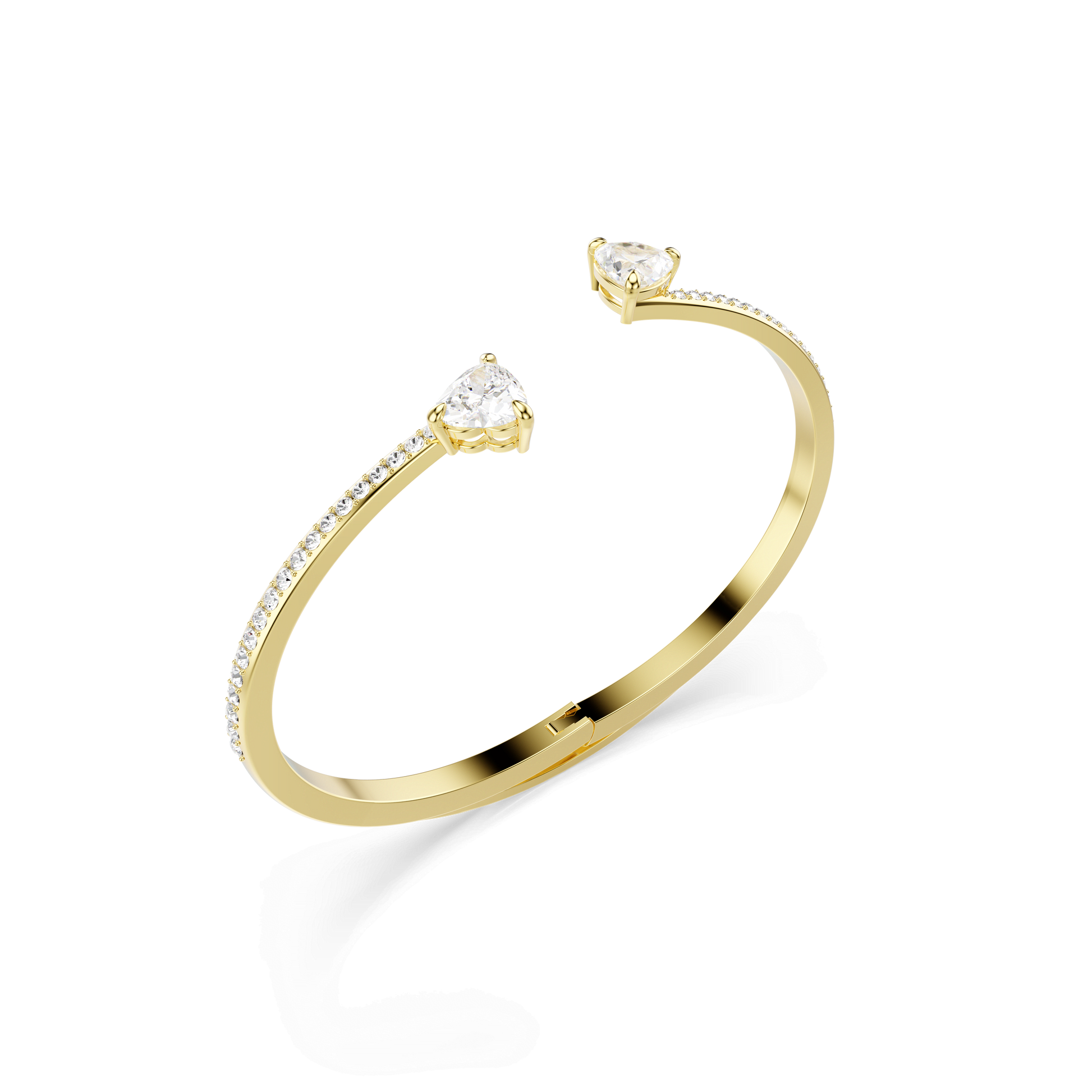 Mesmera bangle, Heart, White, 18K gold finish