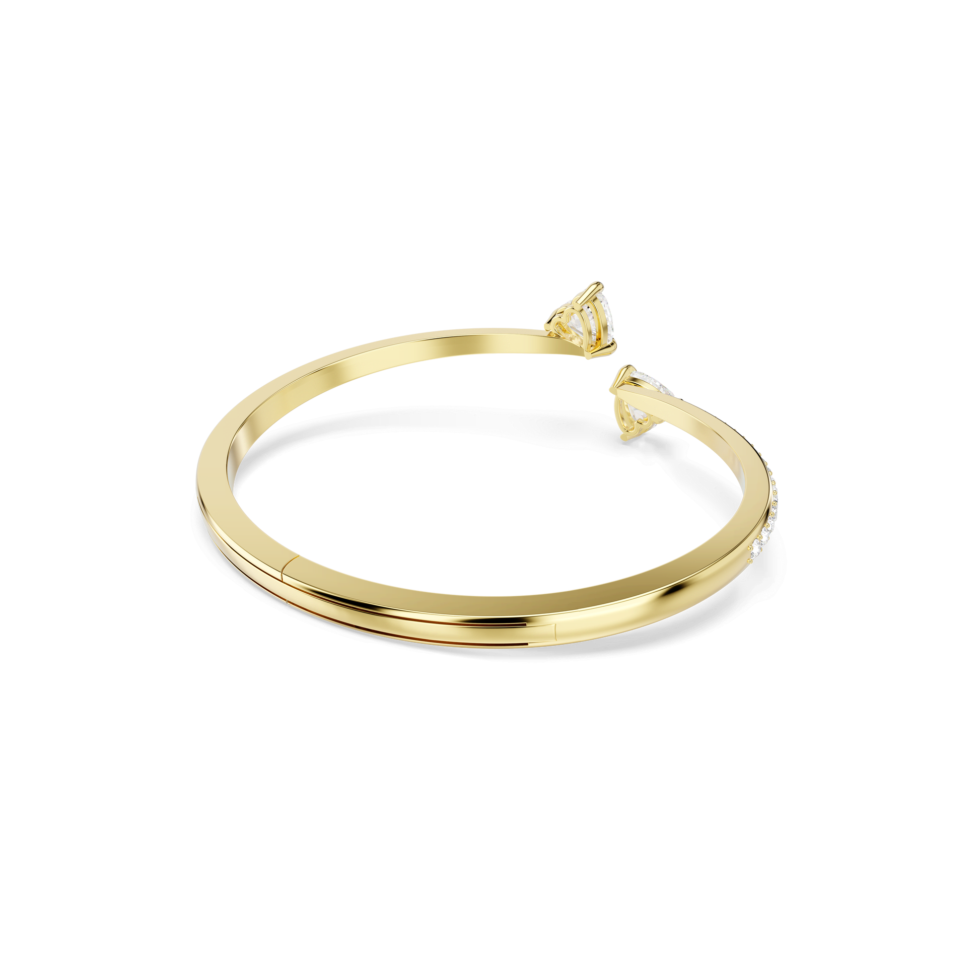 Mesmera bangle, Heart, White, 18K gold finish