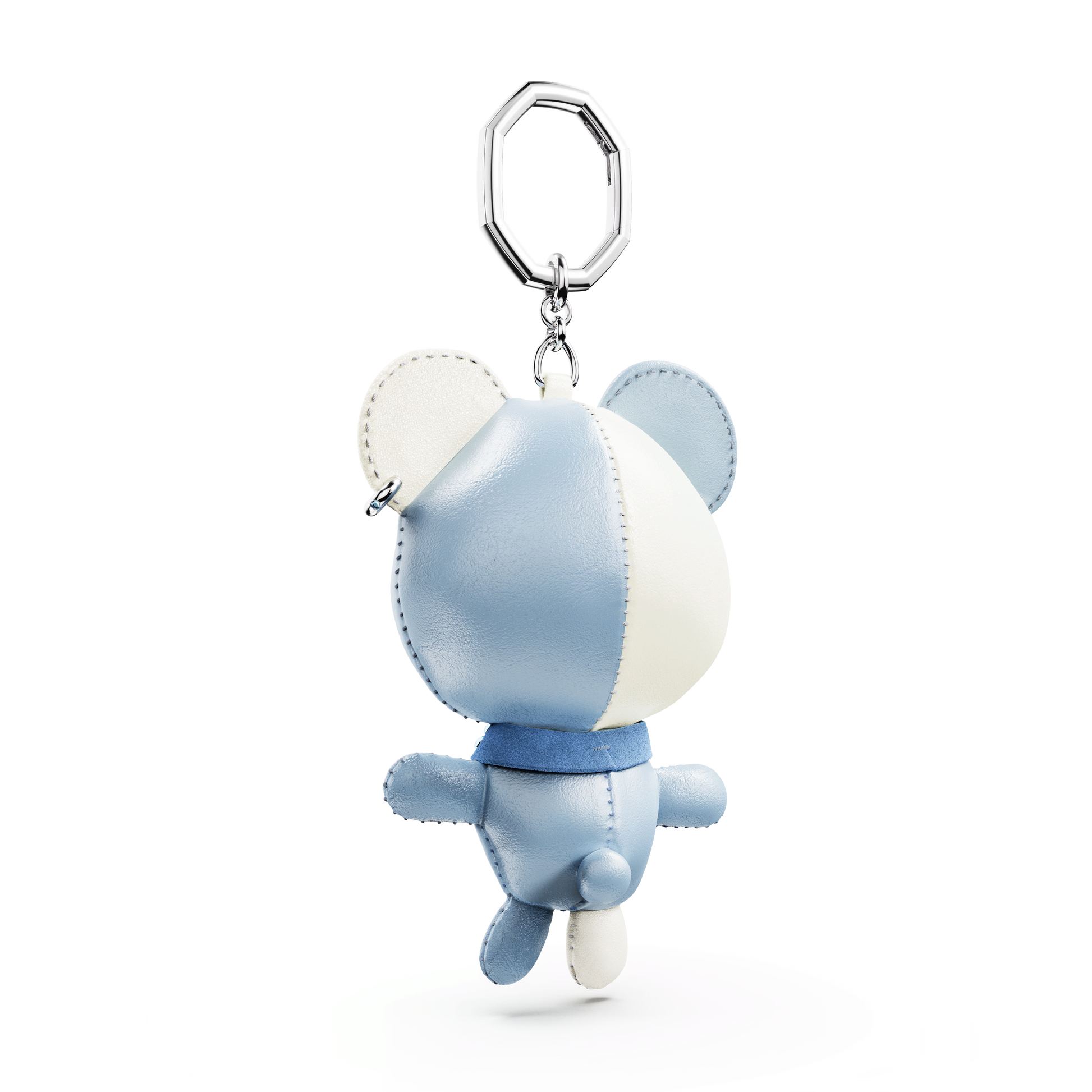 Teddy bag charm, Bear, Blue, Rhodium plated