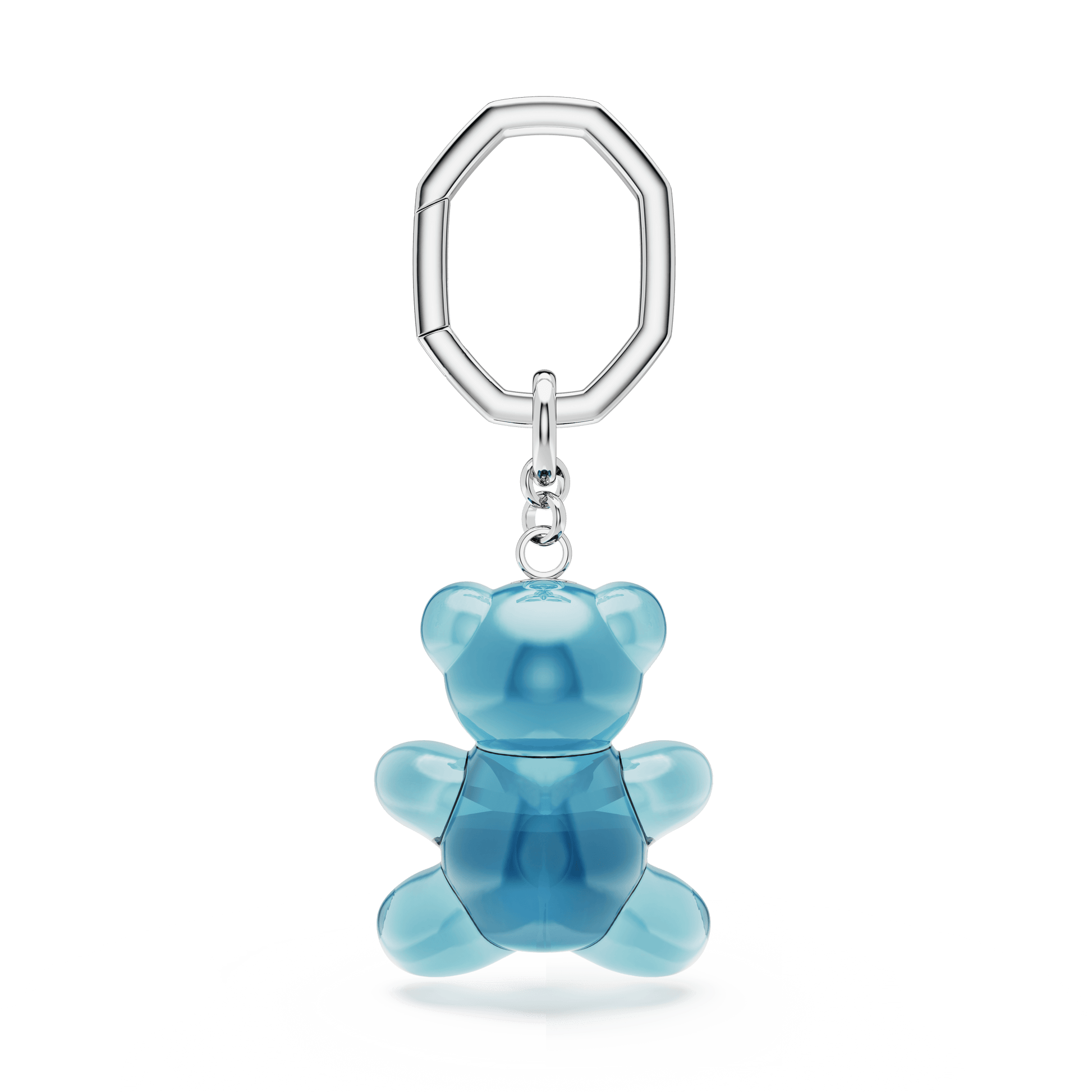 Teddy key ring, Bear, Blue, Rhodium plated