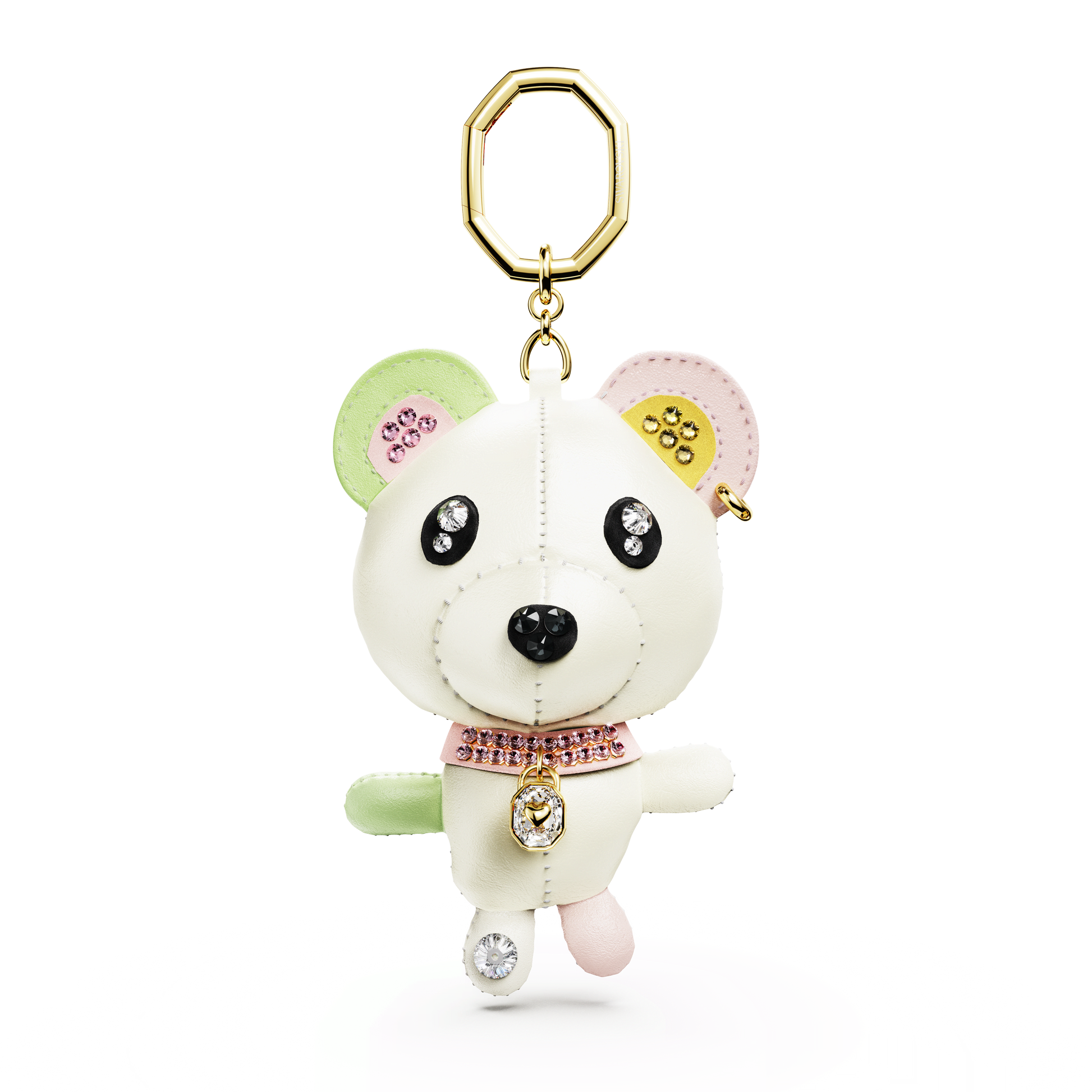 Teddy bag charm, Bear, Multicolored, Gold-tone plated