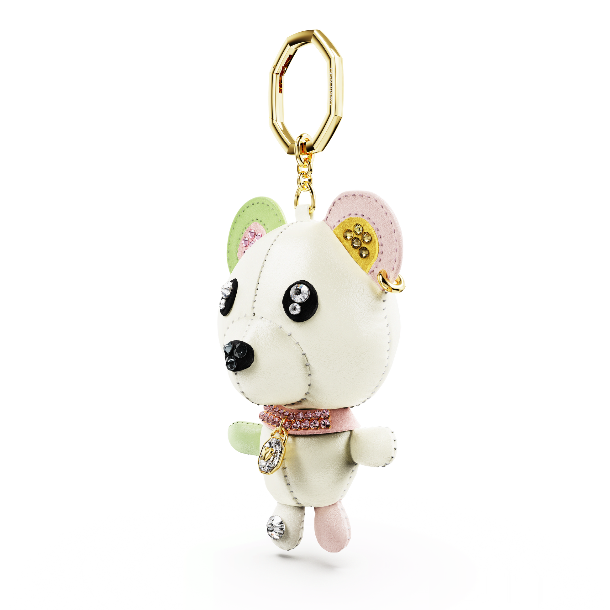 Teddy bag charm, Bear, Multicolored, Gold-tone plated