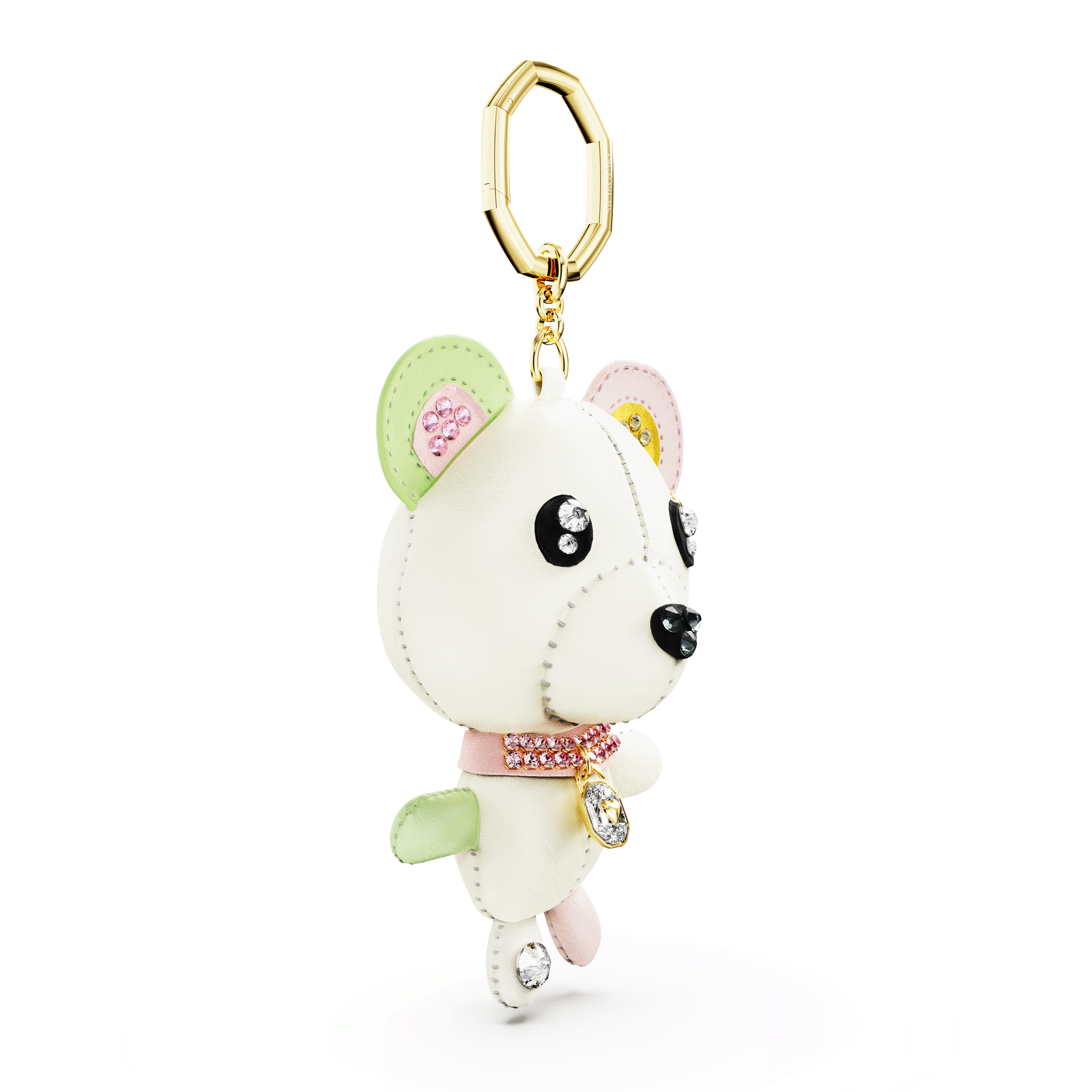 Teddy bag charm, Bear, Multicolored, Gold-tone plated