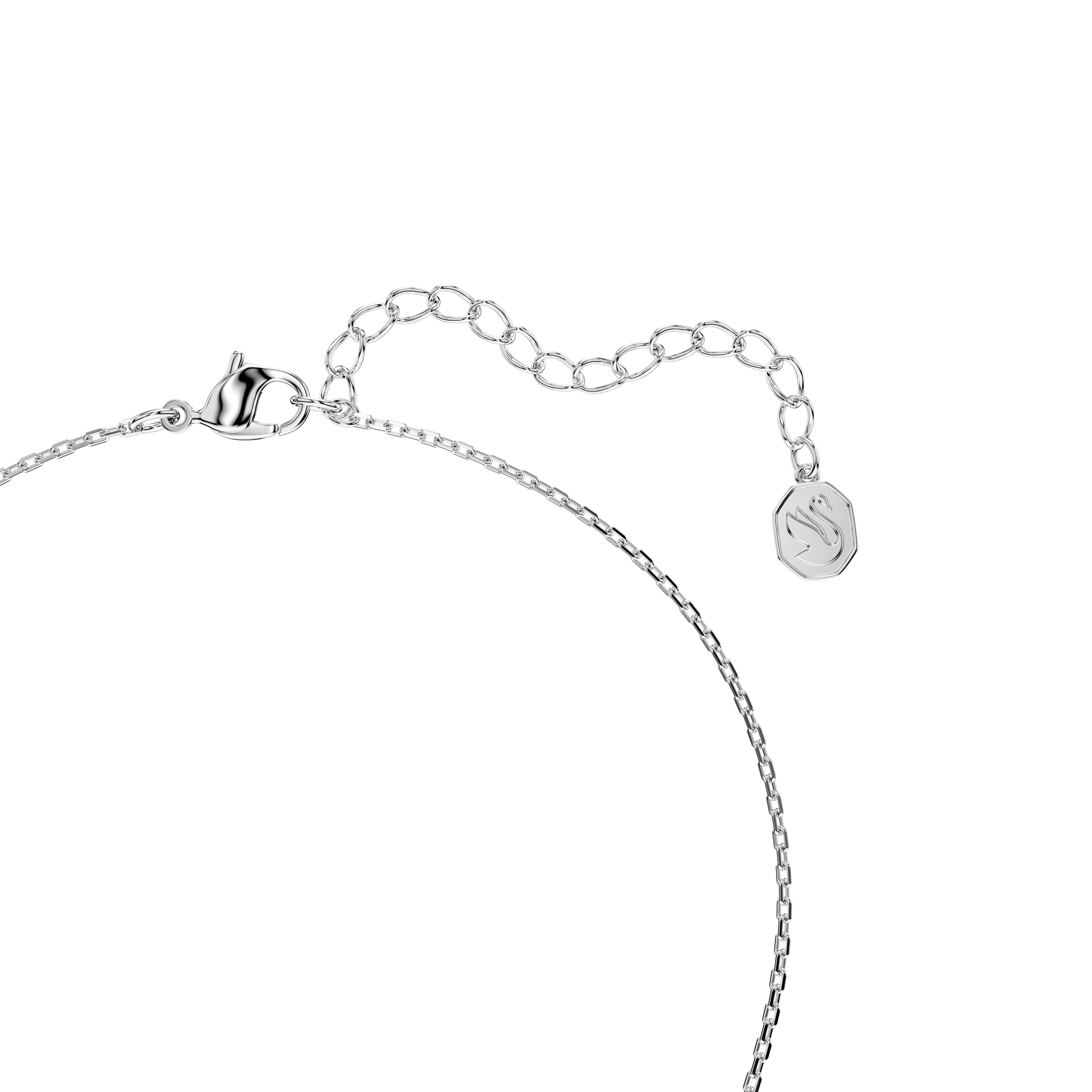 Bella V pendant, Round cut, Blue, Rhodium plated