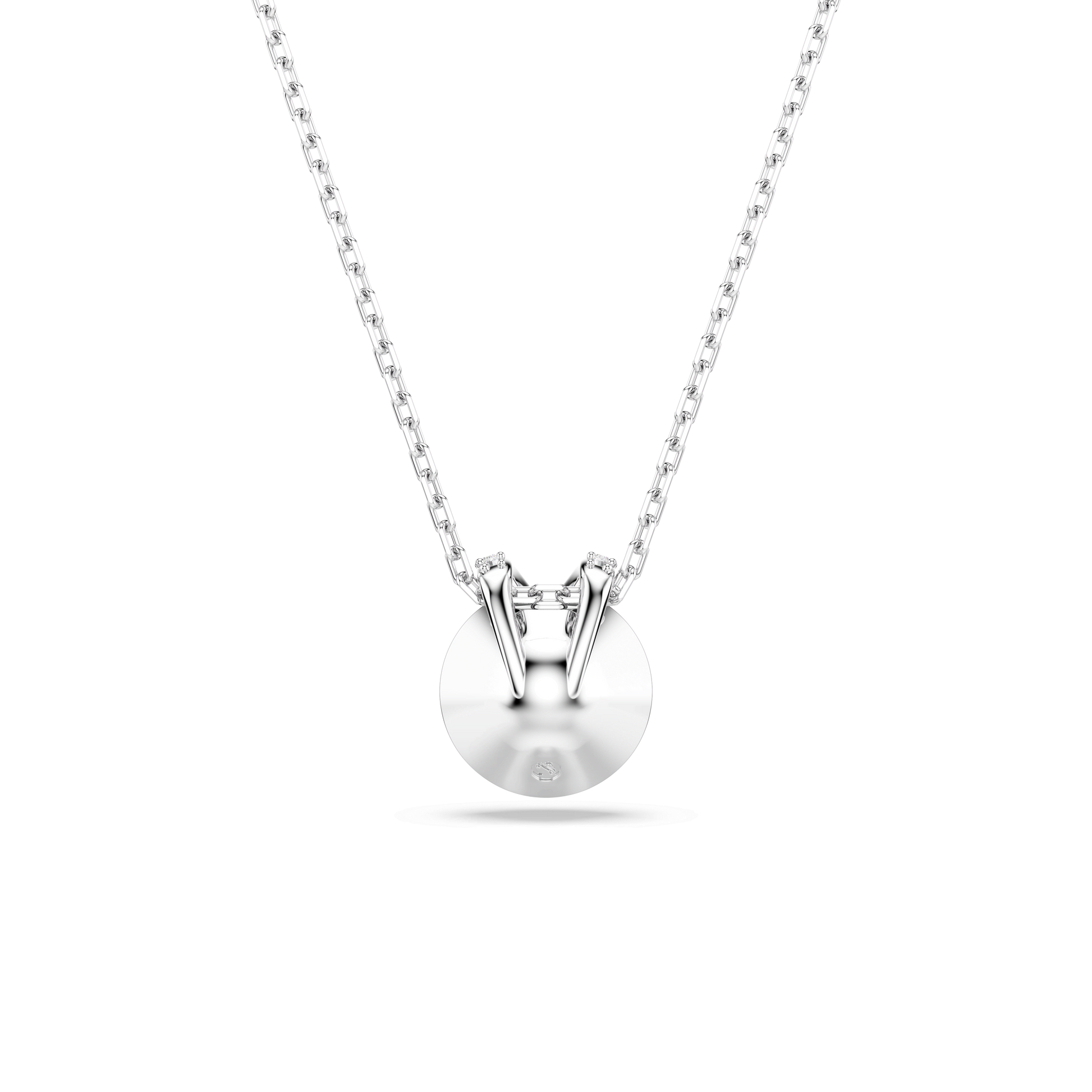 Bella V pendant, Round cut, Blue, Rhodium plated