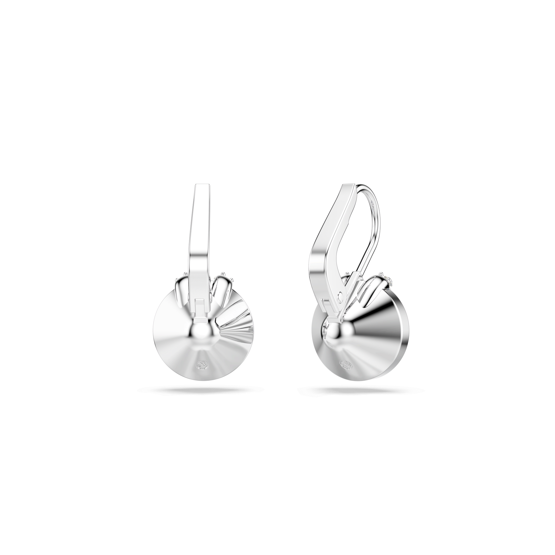 Bella V drop earrings, Round cut, Blue, Rhodium plated