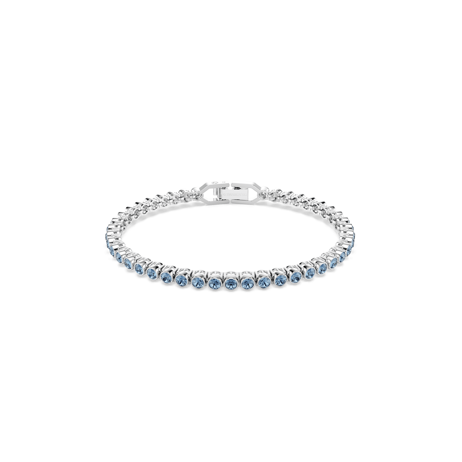 Imber Emily Tennis bracelet, Round cut, Blue, Rhodium plated