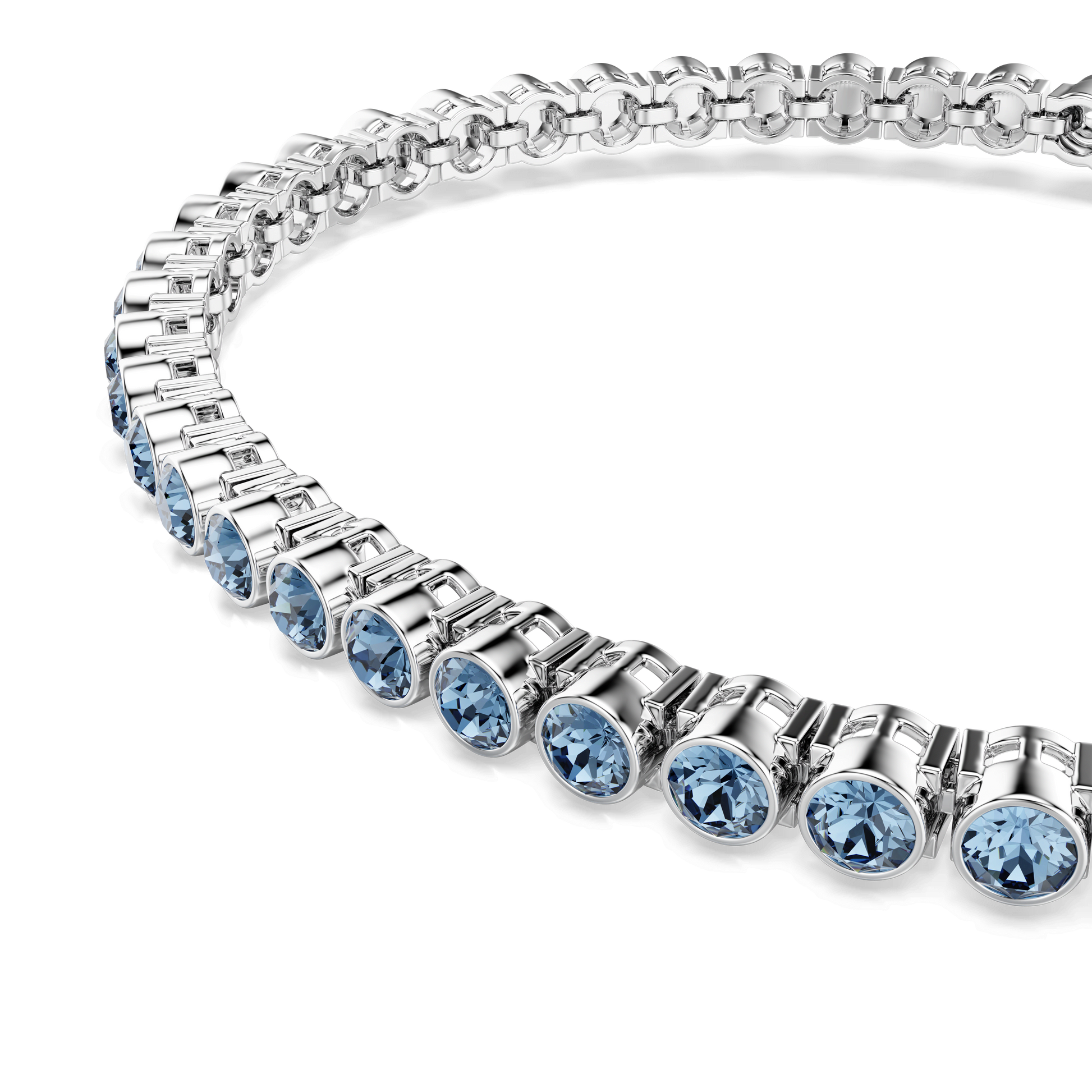 Imber Emily Tennis bracelet, Round cut, Blue, Rhodium plated