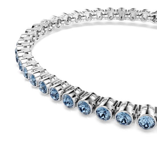 Imber Emily Tennis bracelet, Round cut, Blue, Rhodium plated