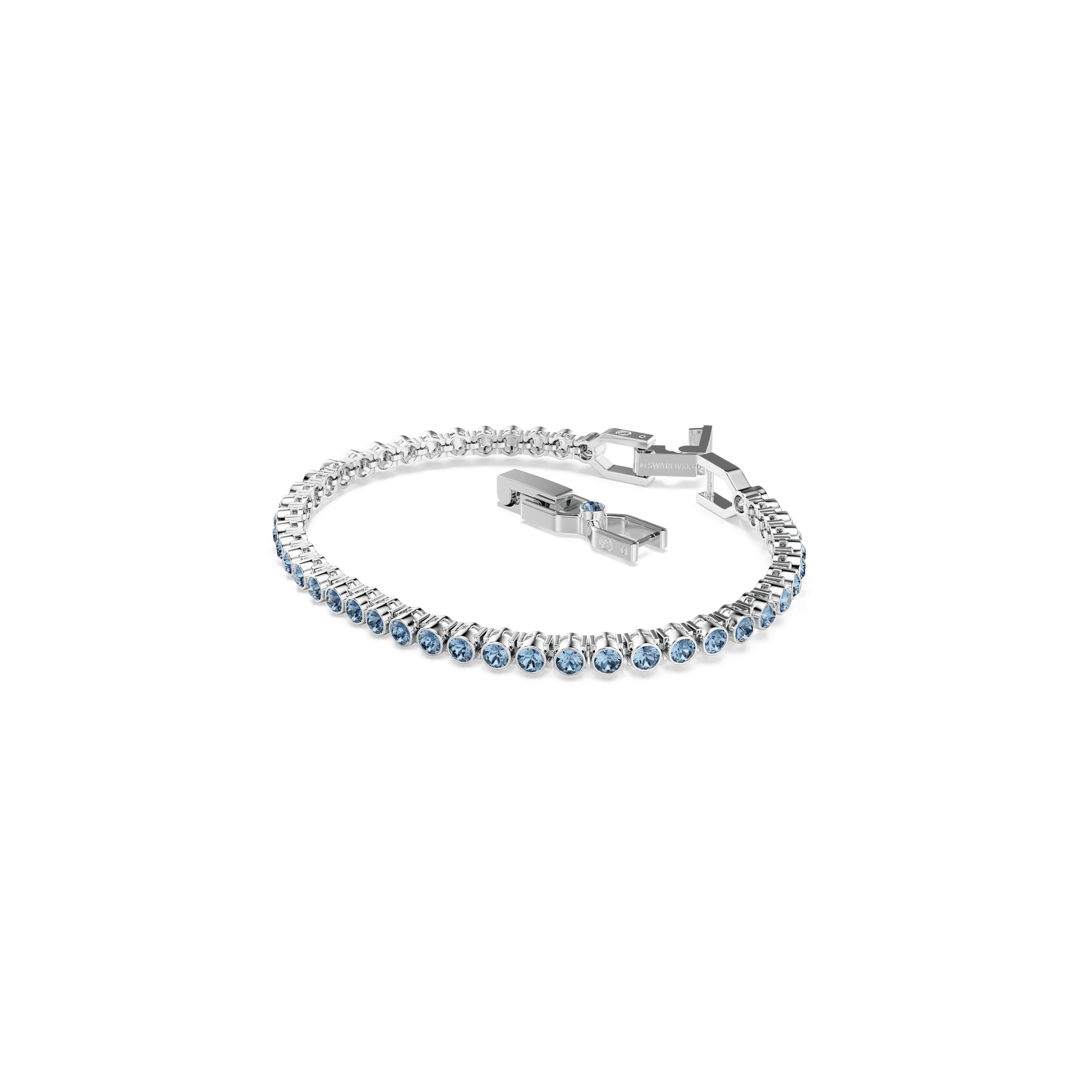 Imber Emily Tennis bracelet, Round cut, Blue, Rhodium plated