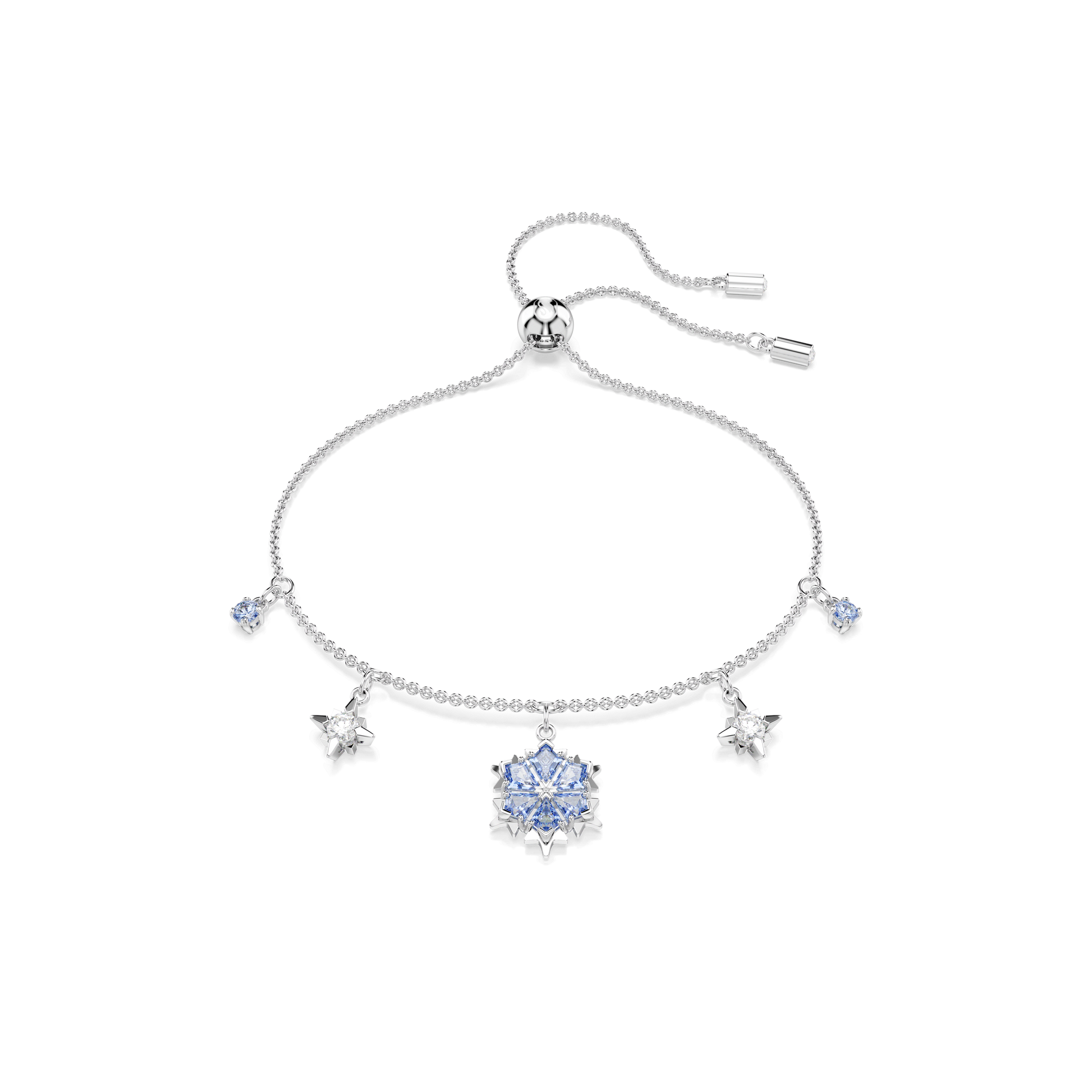 Magic bracelet, Snowflake, Blue, Rhodium plated