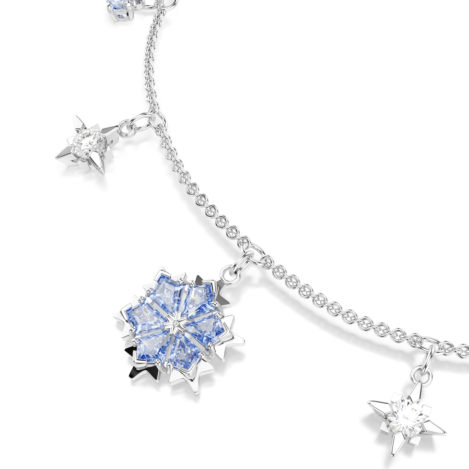 Magic bracelet, Snowflake, Blue, Rhodium plated