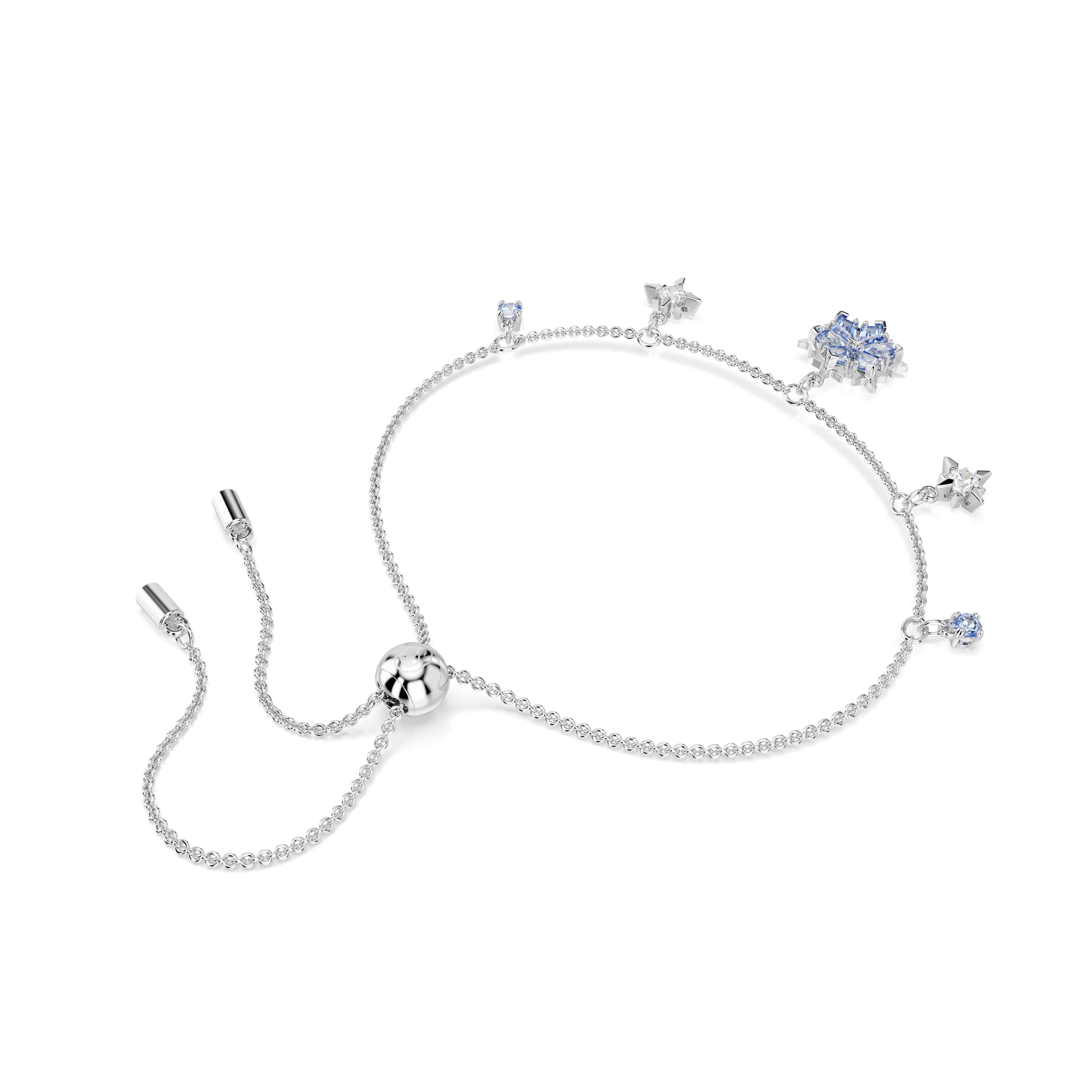 Magic bracelet, Snowflake, Blue, Rhodium plated