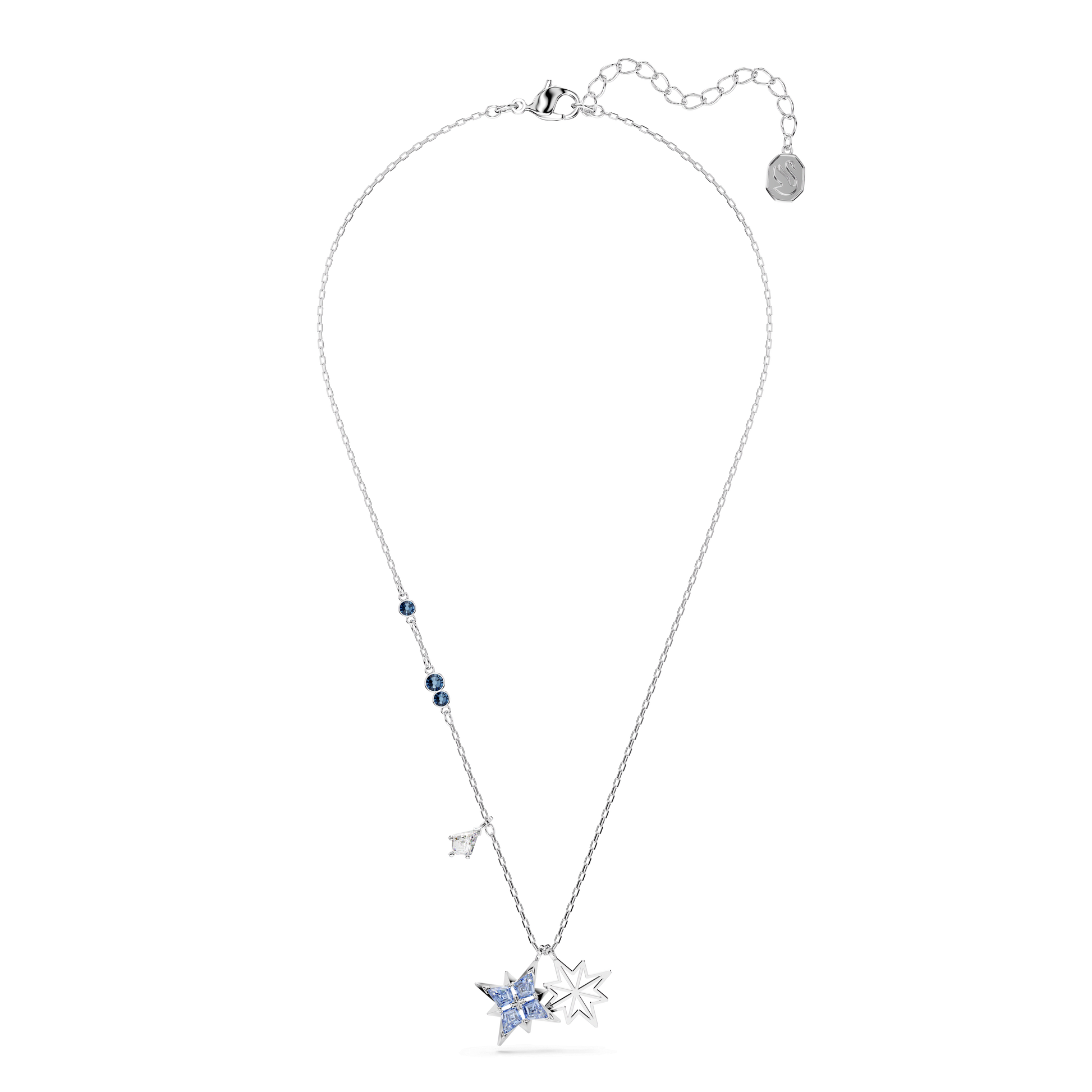 Symbolica pendant, Star, Blue, Rhodium plated