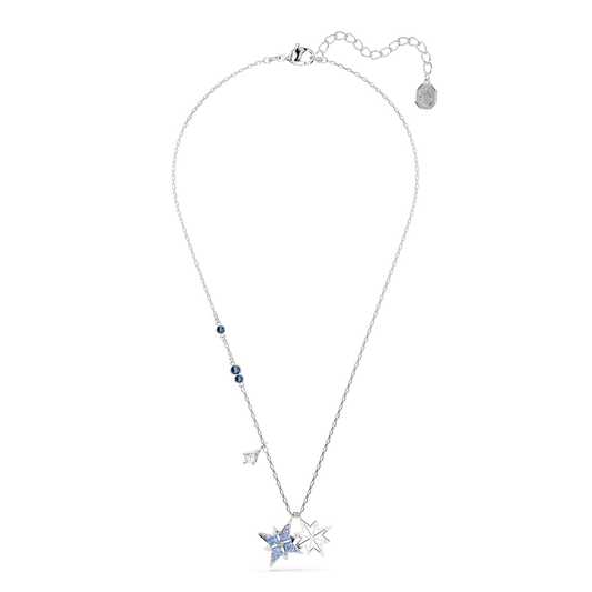 Symbolica pendant, Star, Blue, Rhodium plated