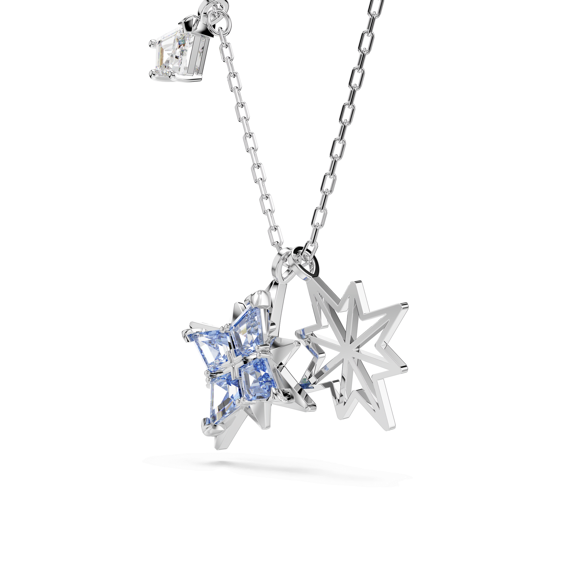 Symbolica pendant, Star, Blue, Rhodium plated