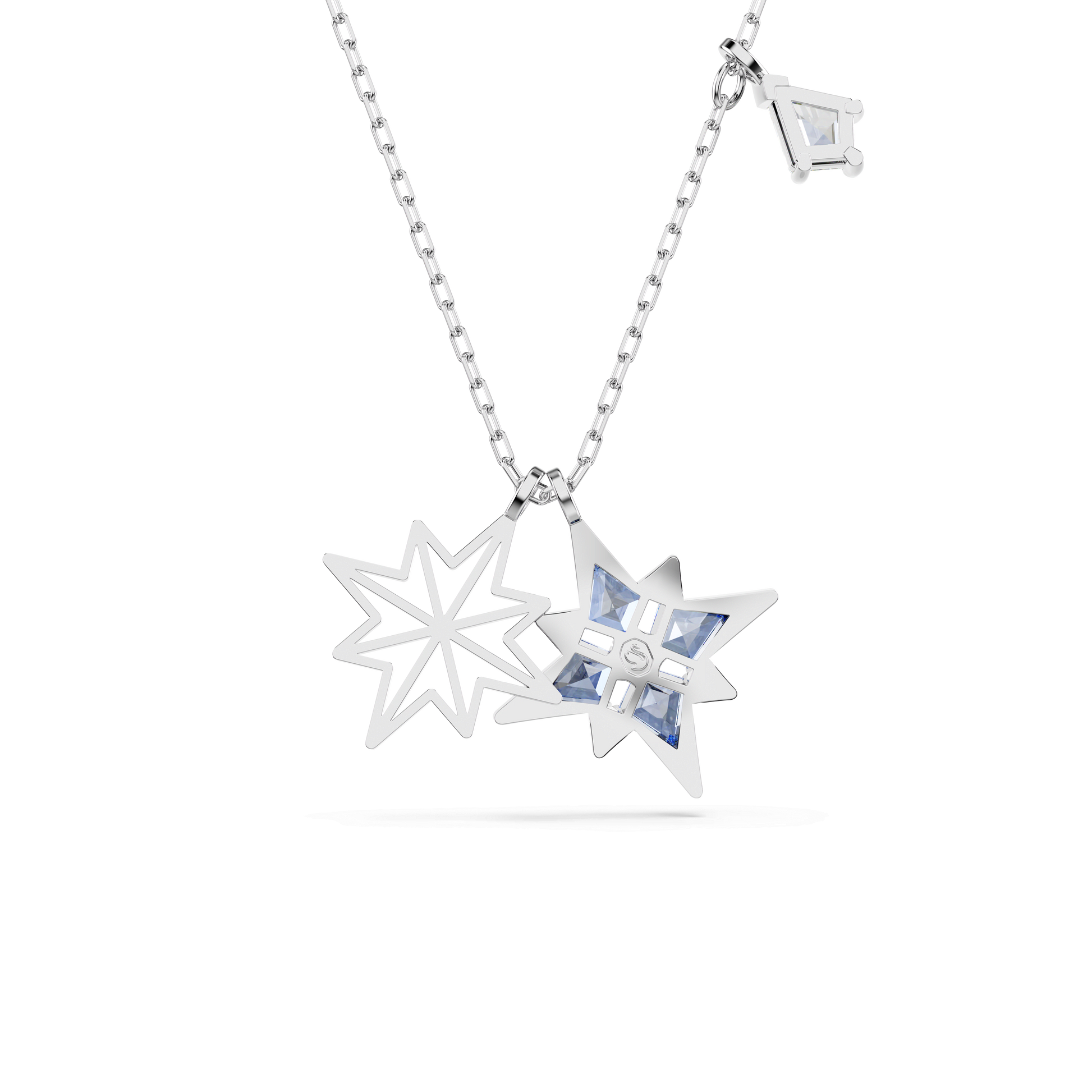 Symbolica pendant, Star, Blue, Rhodium plated
