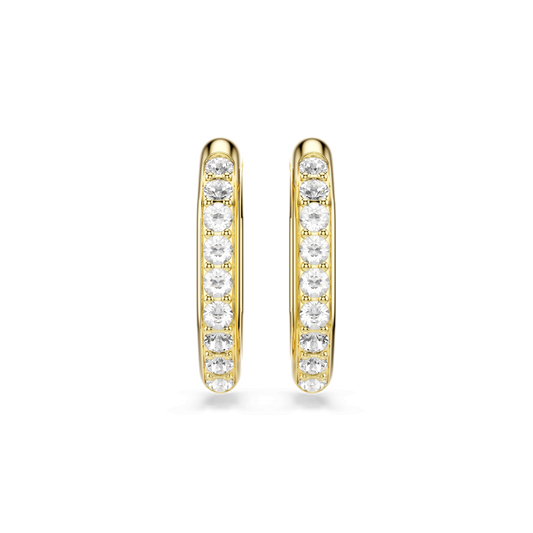 Dextera hoop earrings, Octagon shape, Round cut, White, 18K gold finish
