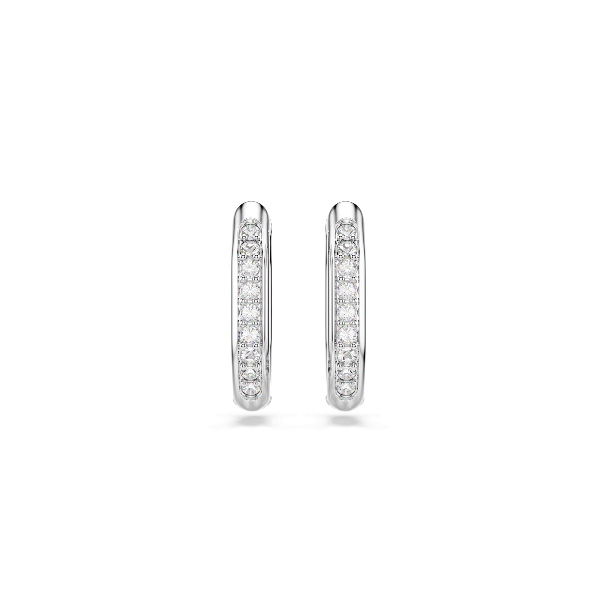 Dextera hoop earrings, Octagon shape, Round cut, White, Rhodium plated