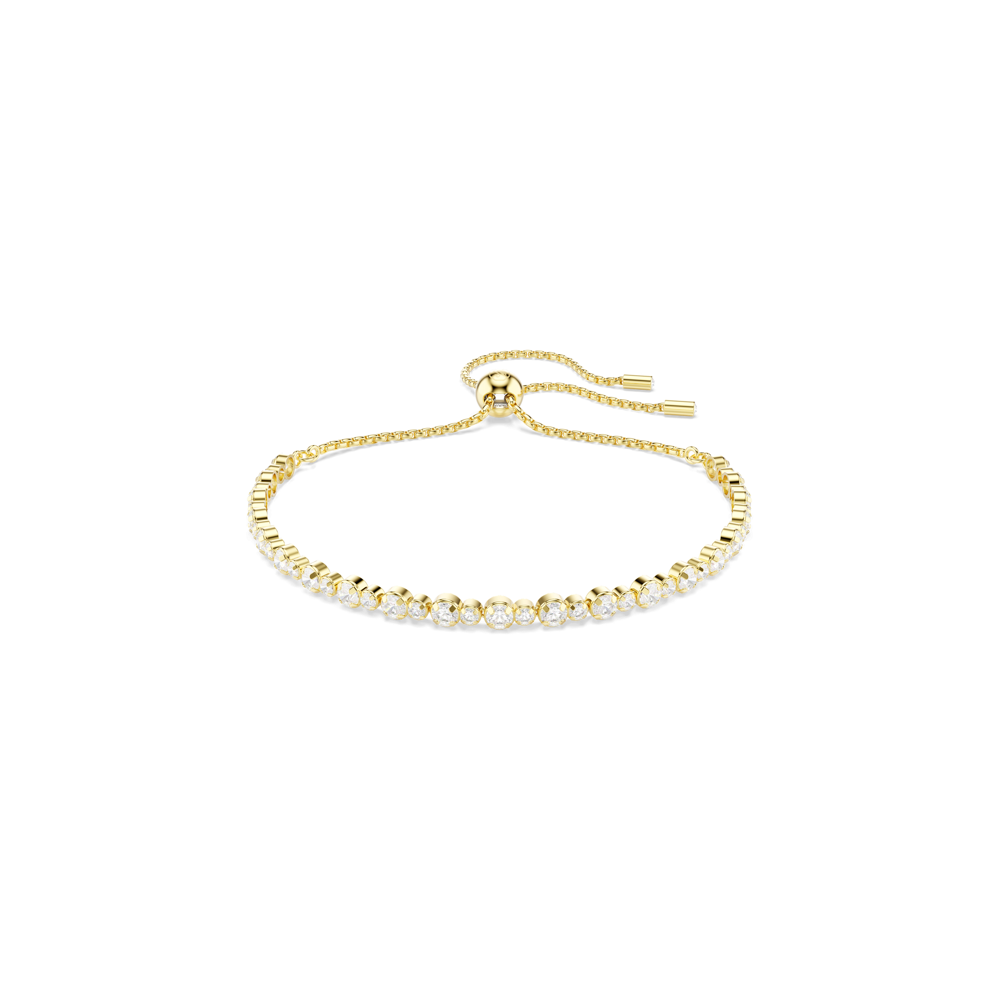 Matrix Tennis bracelet, Round cut, White, 18K gold finish