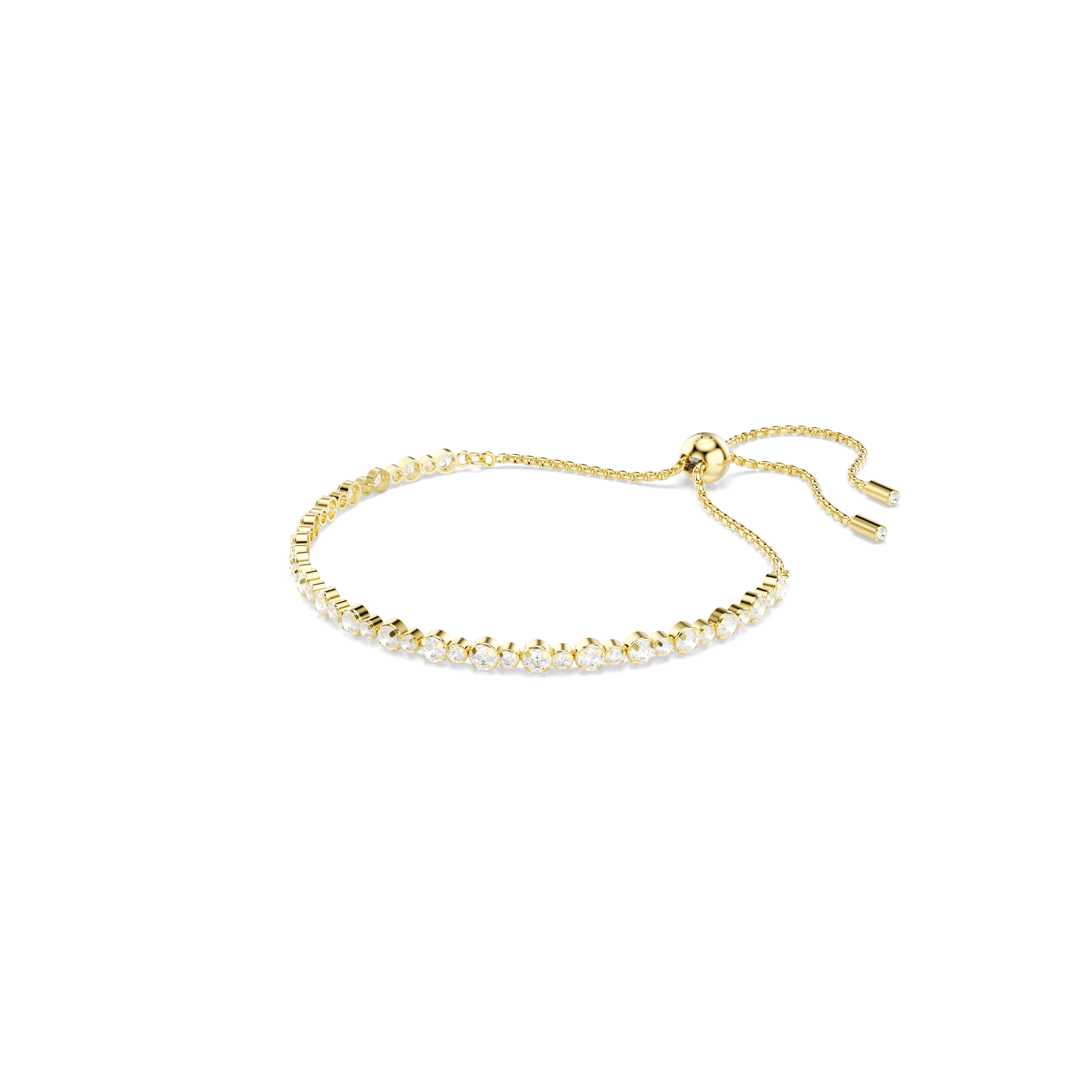 Matrix Tennis bracelet, Round cut, White, 18K gold finish