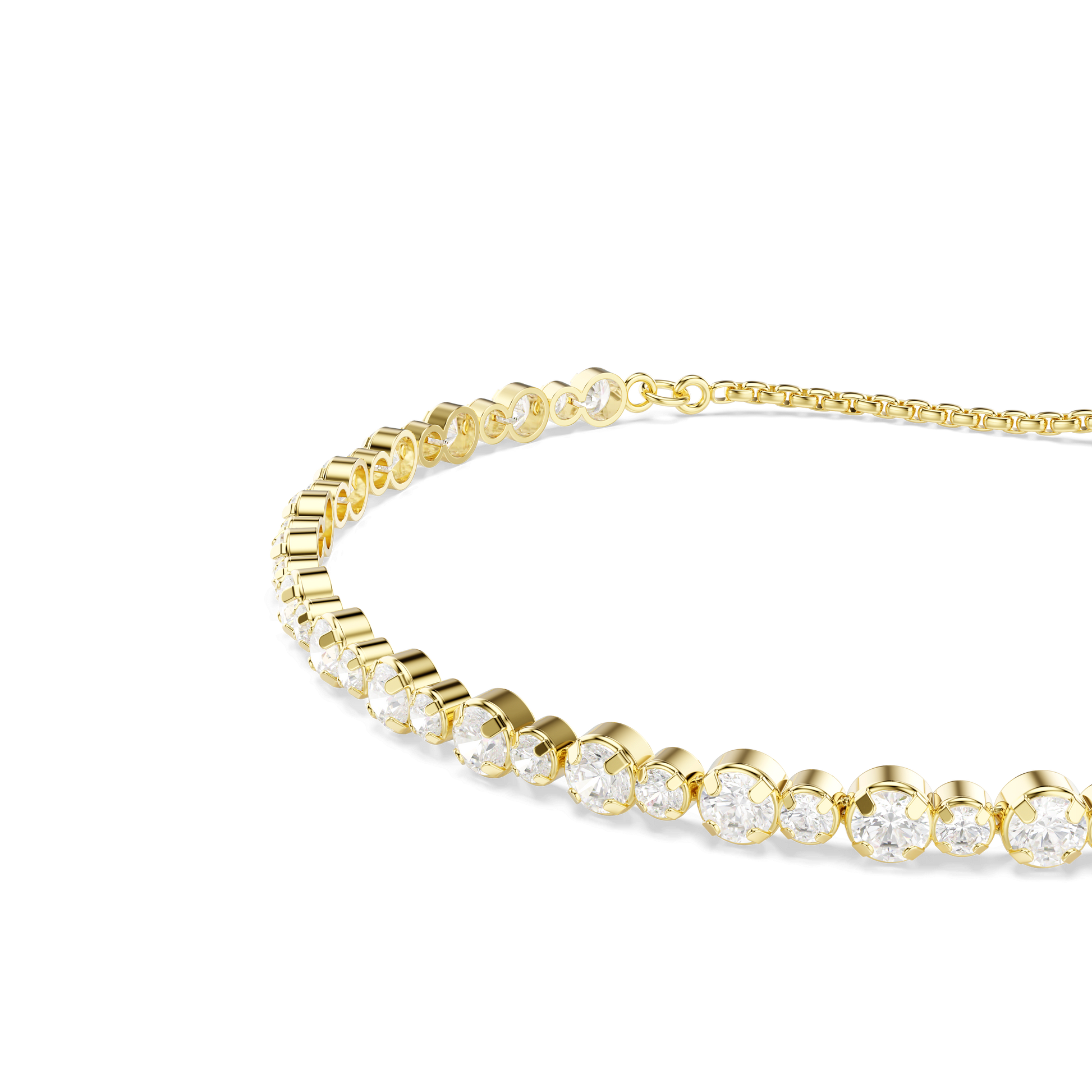 Matrix Tennis bracelet, Round cut, White, 18K gold finish