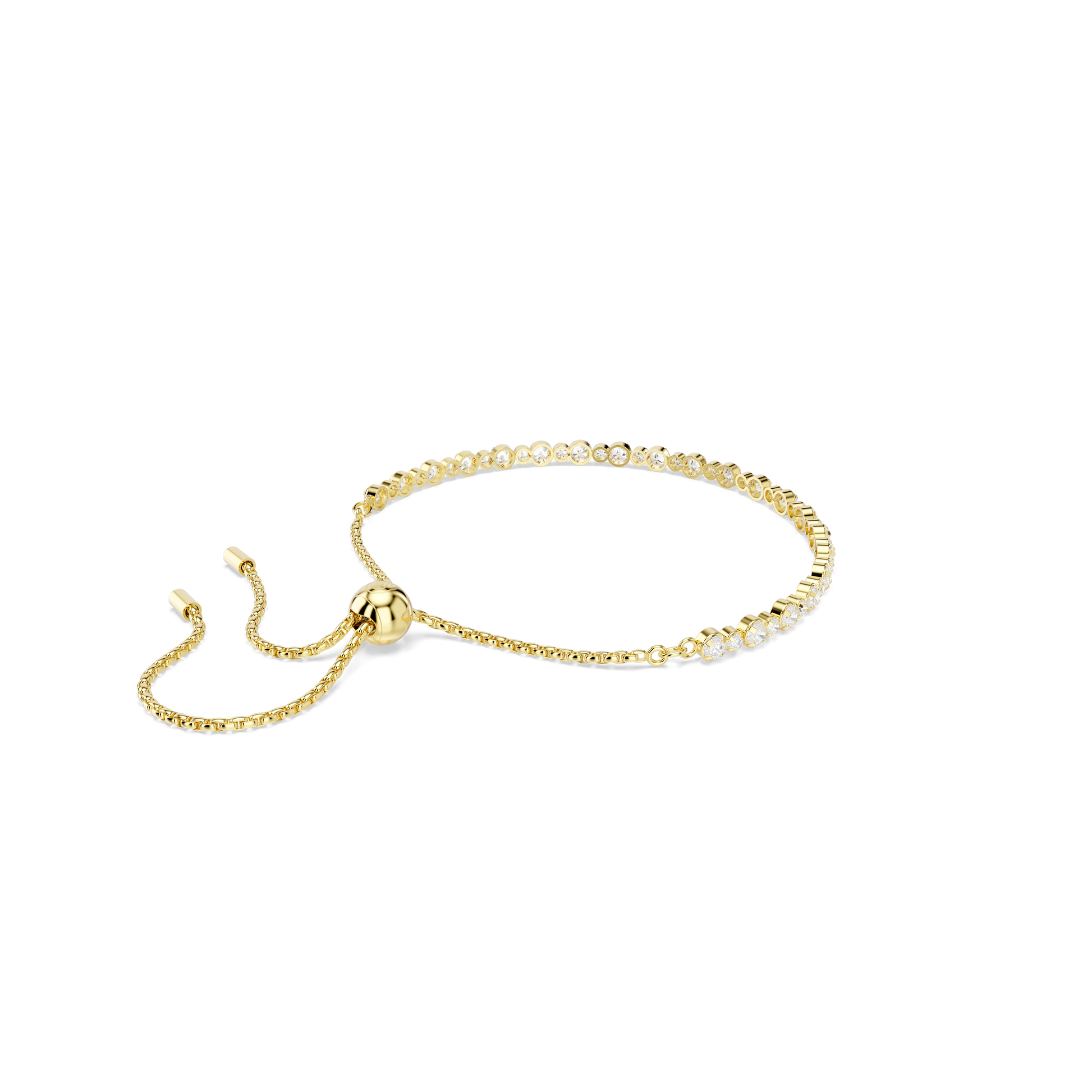 Matrix Tennis bracelet, Round cut, White, 18K gold finish