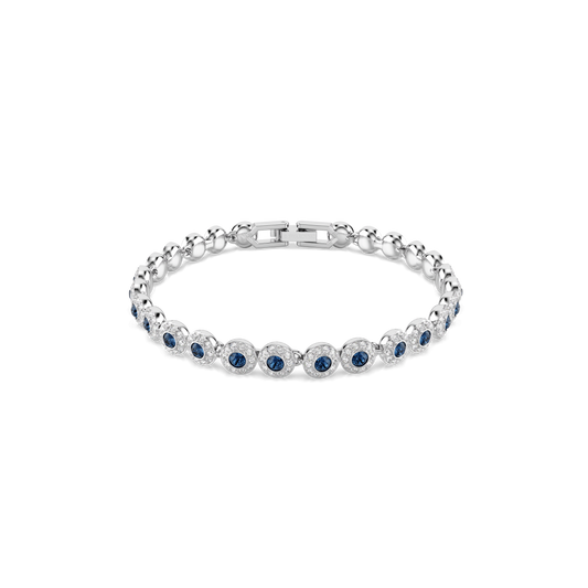 Una Angelic Tennis bracelet, Round cut, Blue, Rhodium plated