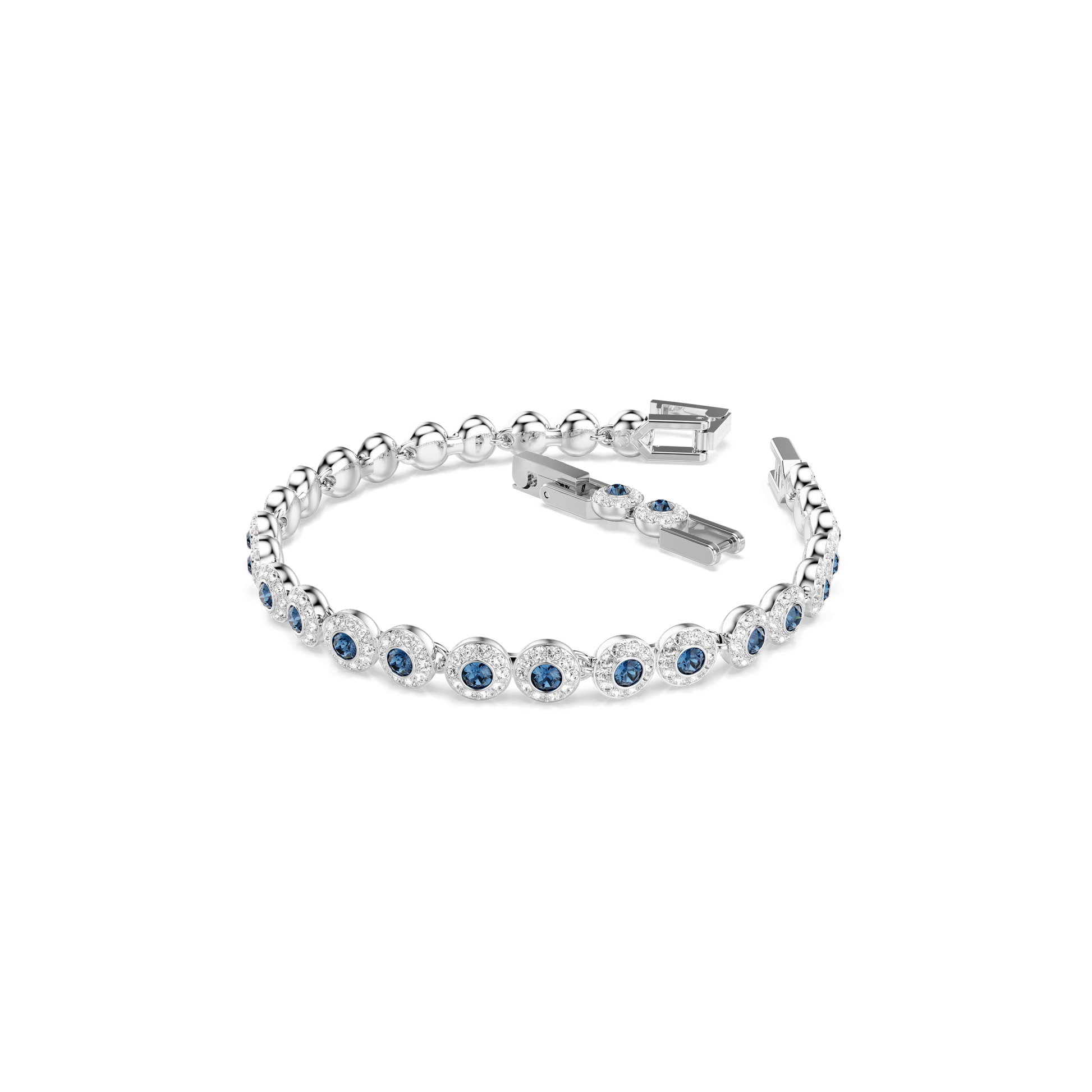 Una Angelic Tennis bracelet, Round cut, Blue, Rhodium plated