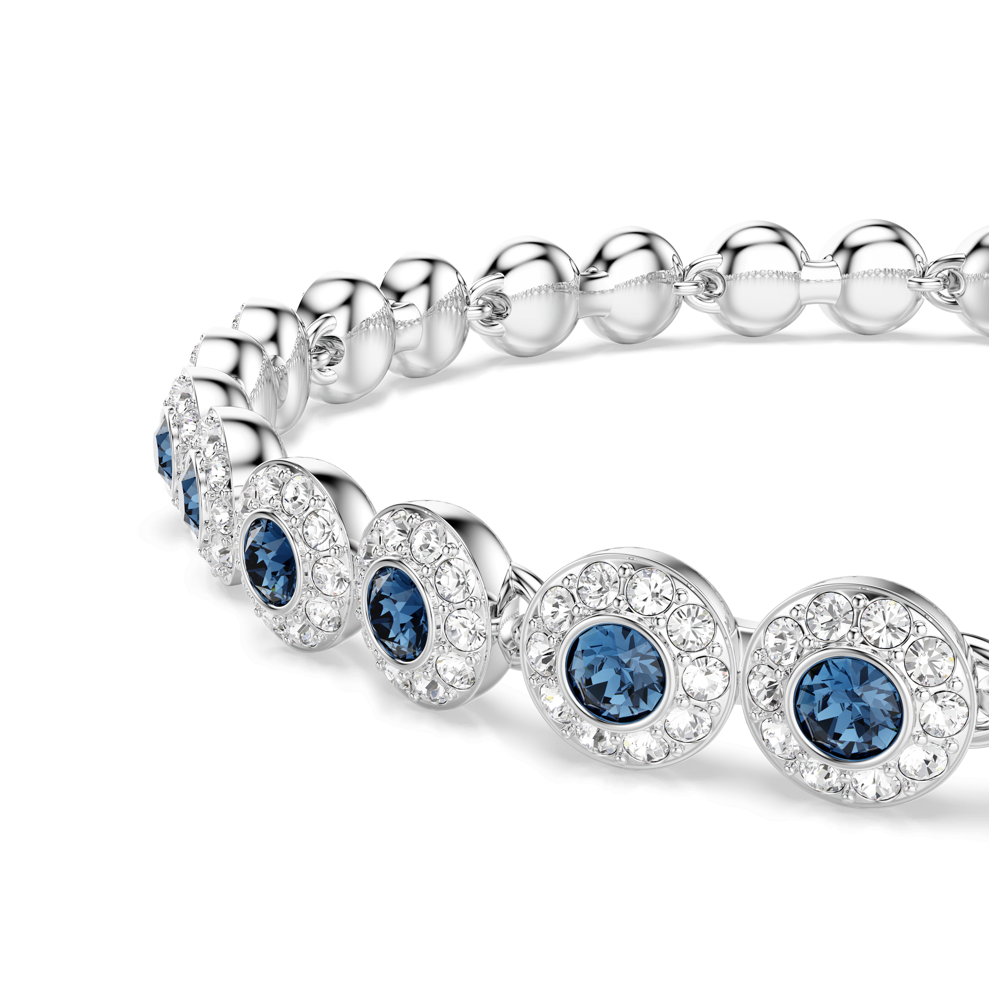 Una Angelic Tennis bracelet, Round cut, Blue, Rhodium plated