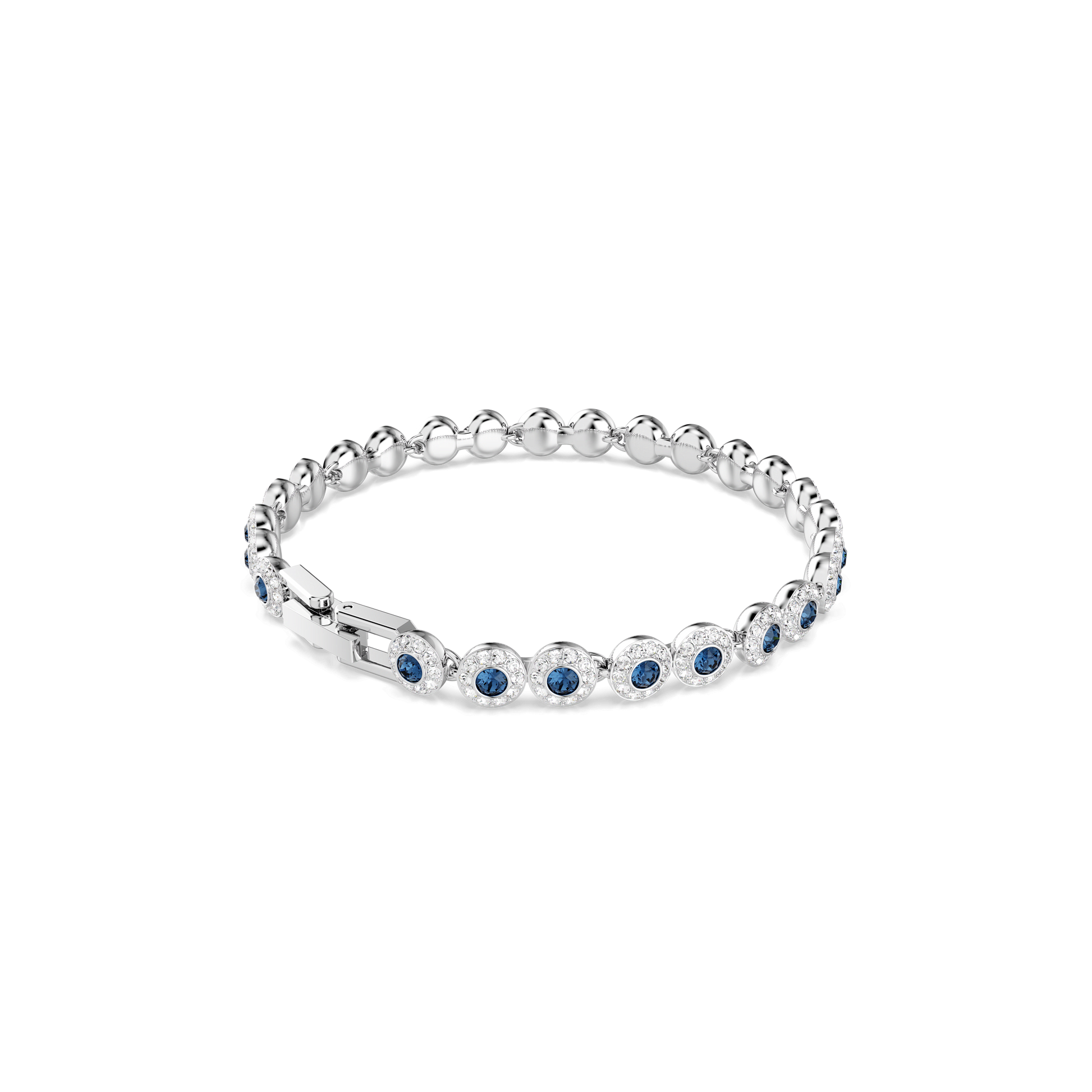 Una Angelic Tennis bracelet, Round cut, Blue, Rhodium plated
