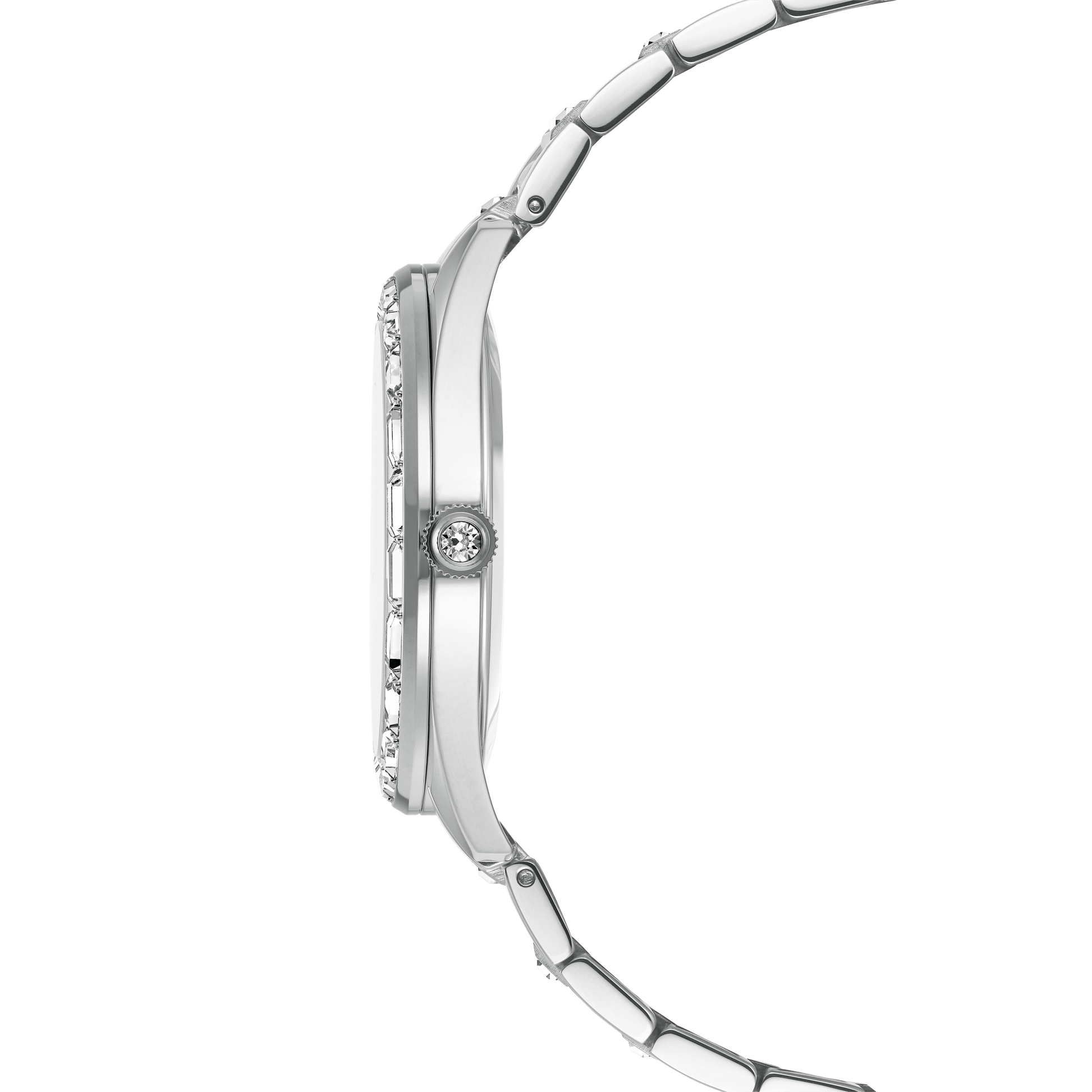 Matrix date watch, Swiss Made, Metal bracelet, Silver tone, Stainless steel
