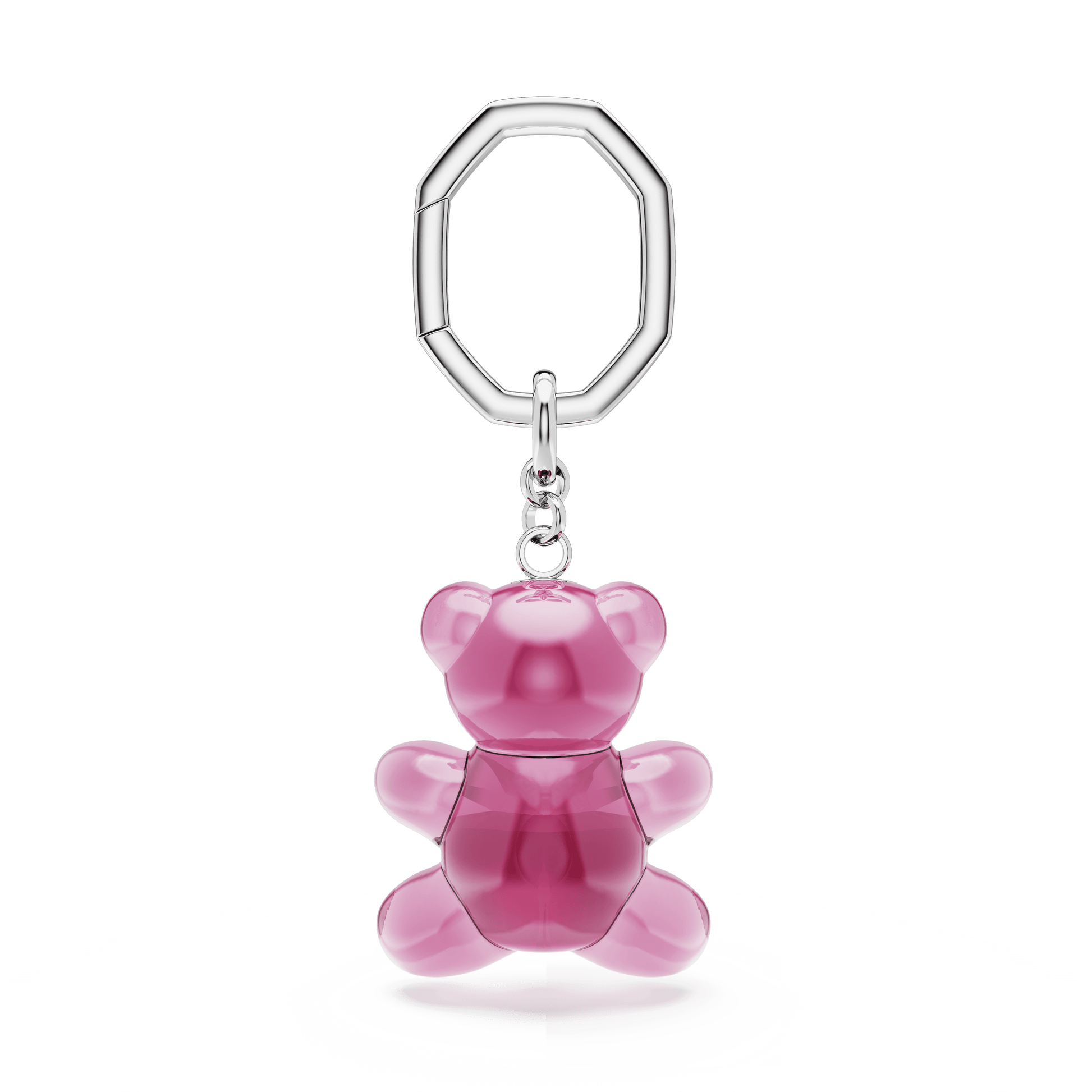 Teddy key ring, Bear, Pink, Rhodium plated