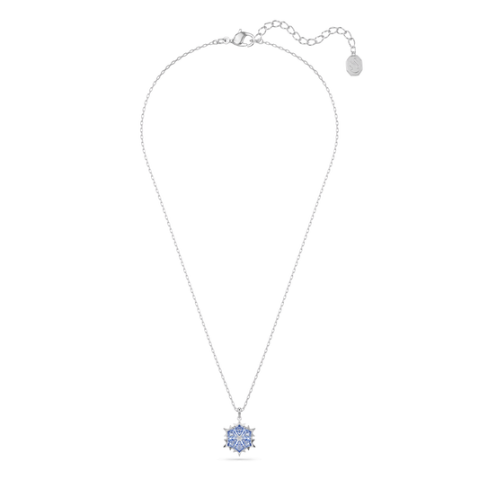 Magic pendant, Snowflake, Blue, Rhodium plated