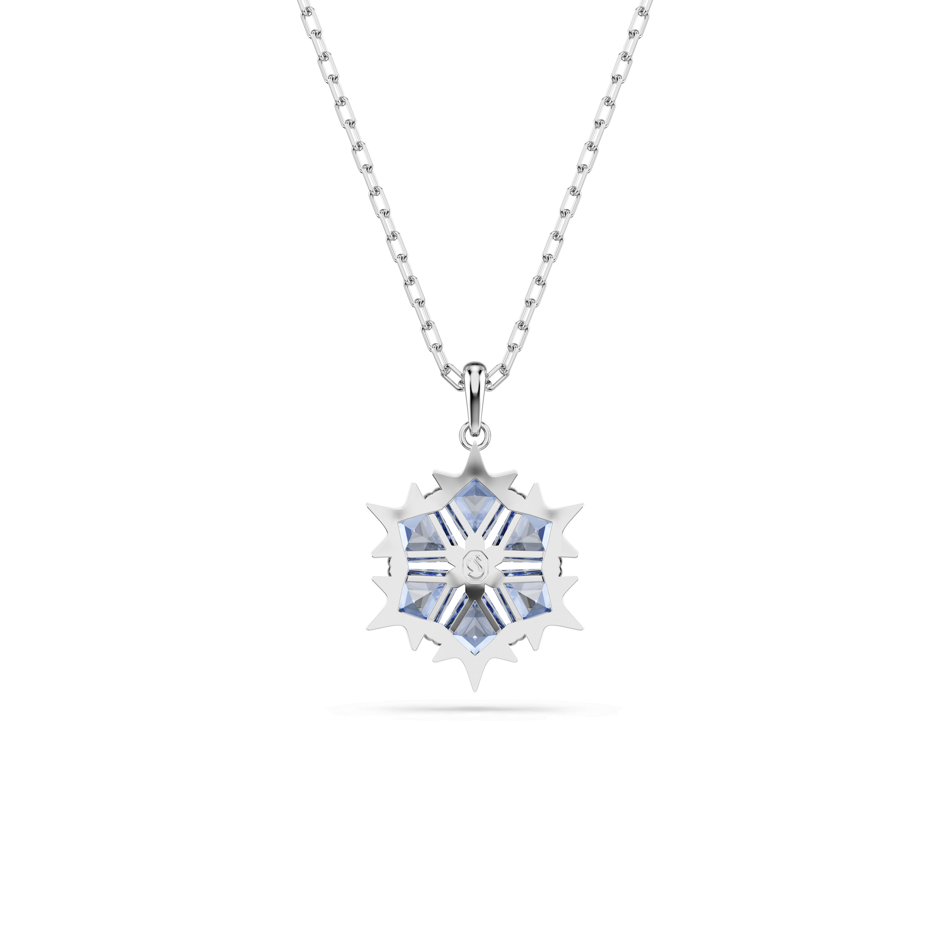 Magic pendant, Snowflake, Blue, Rhodium plated