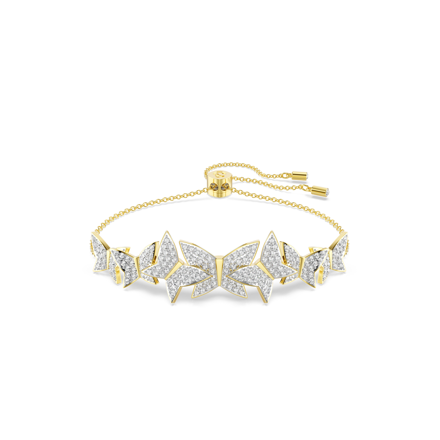Swarovski Idyllia Lilia bracelet, Butterfly, White, Gold-tone plated