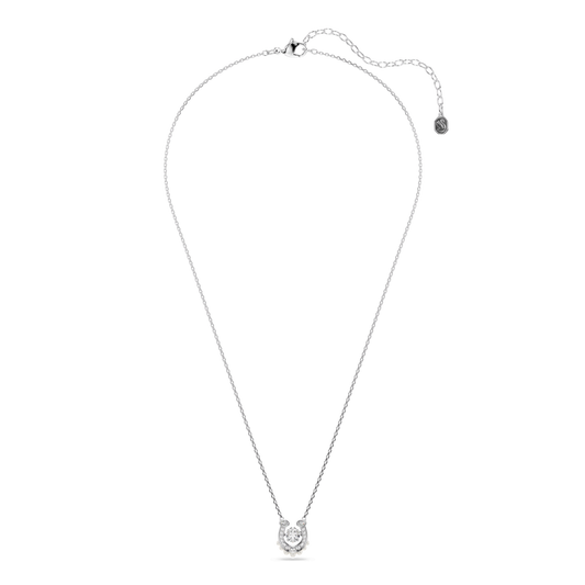Symbolica pendant, Crystal pearl, Round cut, Pavé, Horse shoe, White, Rhodium plated