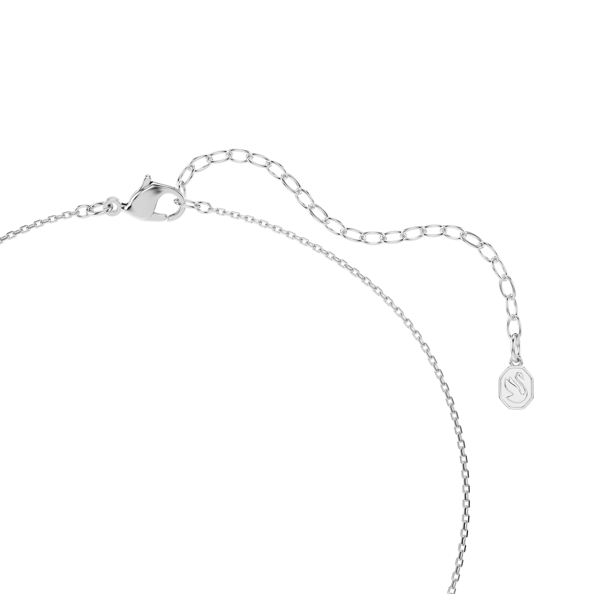 Symbolica pendant, Crystal pearl, Round cut, Pavé, Horse shoe, White, Rhodium plated