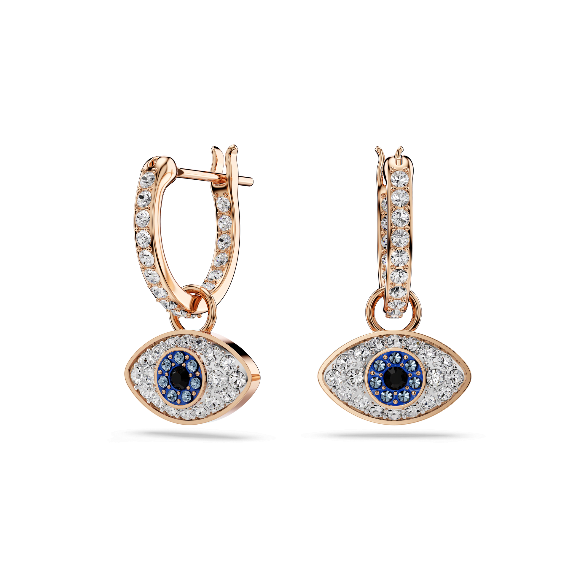 Symbolica drop earrings, Eye, Multicolored, 18K rose gold finish