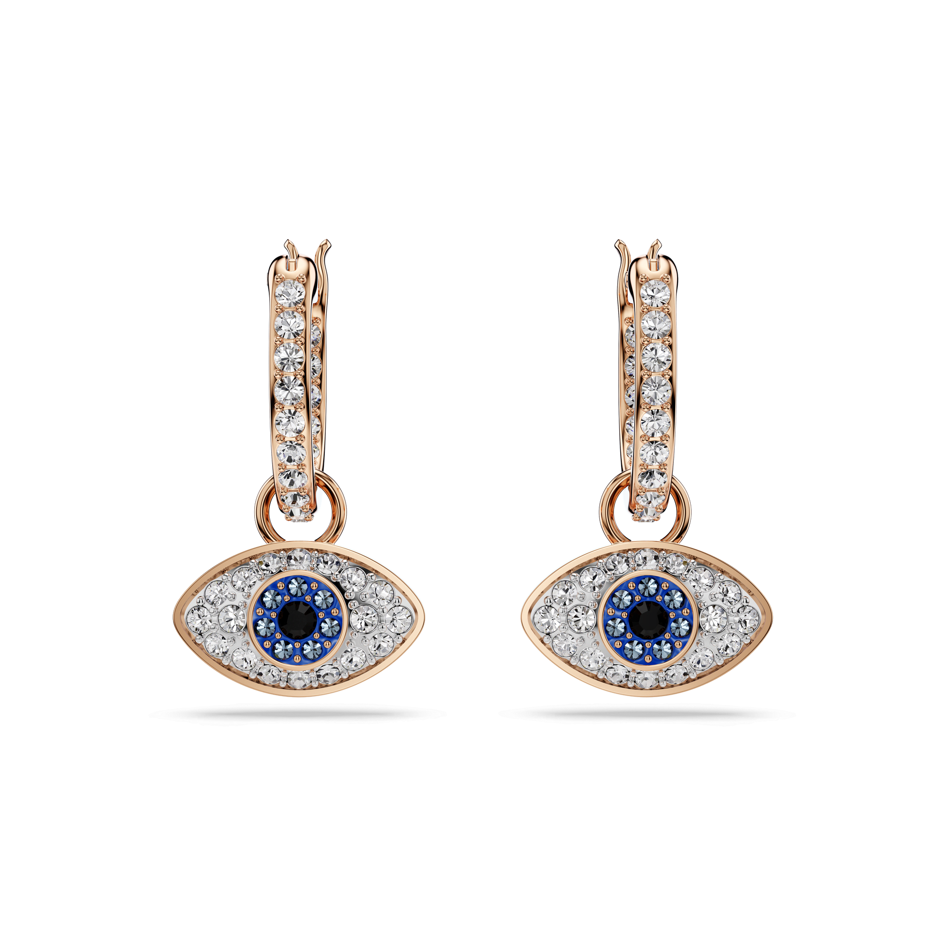 Symbolica drop earrings, Eye, Multicolored, 18K rose gold finish