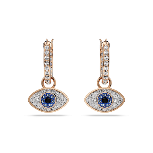 Symbolica drop earrings, Eye, Multicolored, 18K rose gold finish