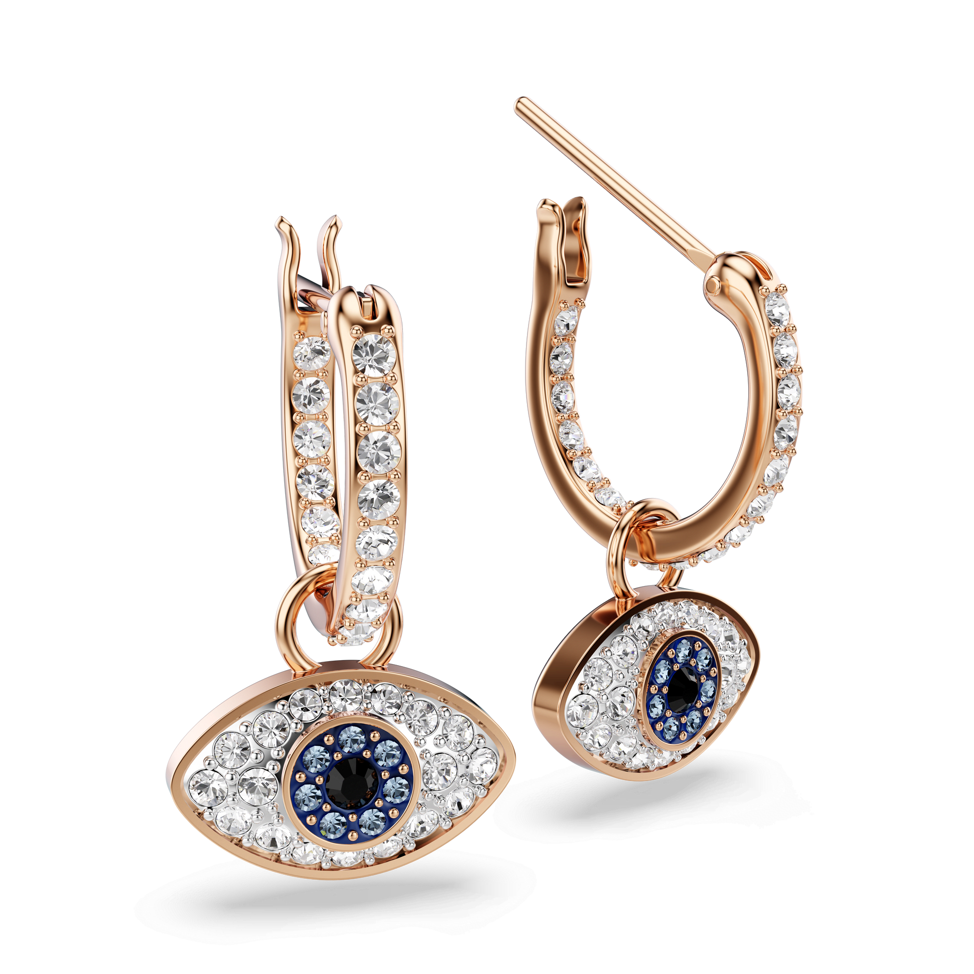 Symbolica drop earrings, Eye, Multicolored, 18K rose gold finish