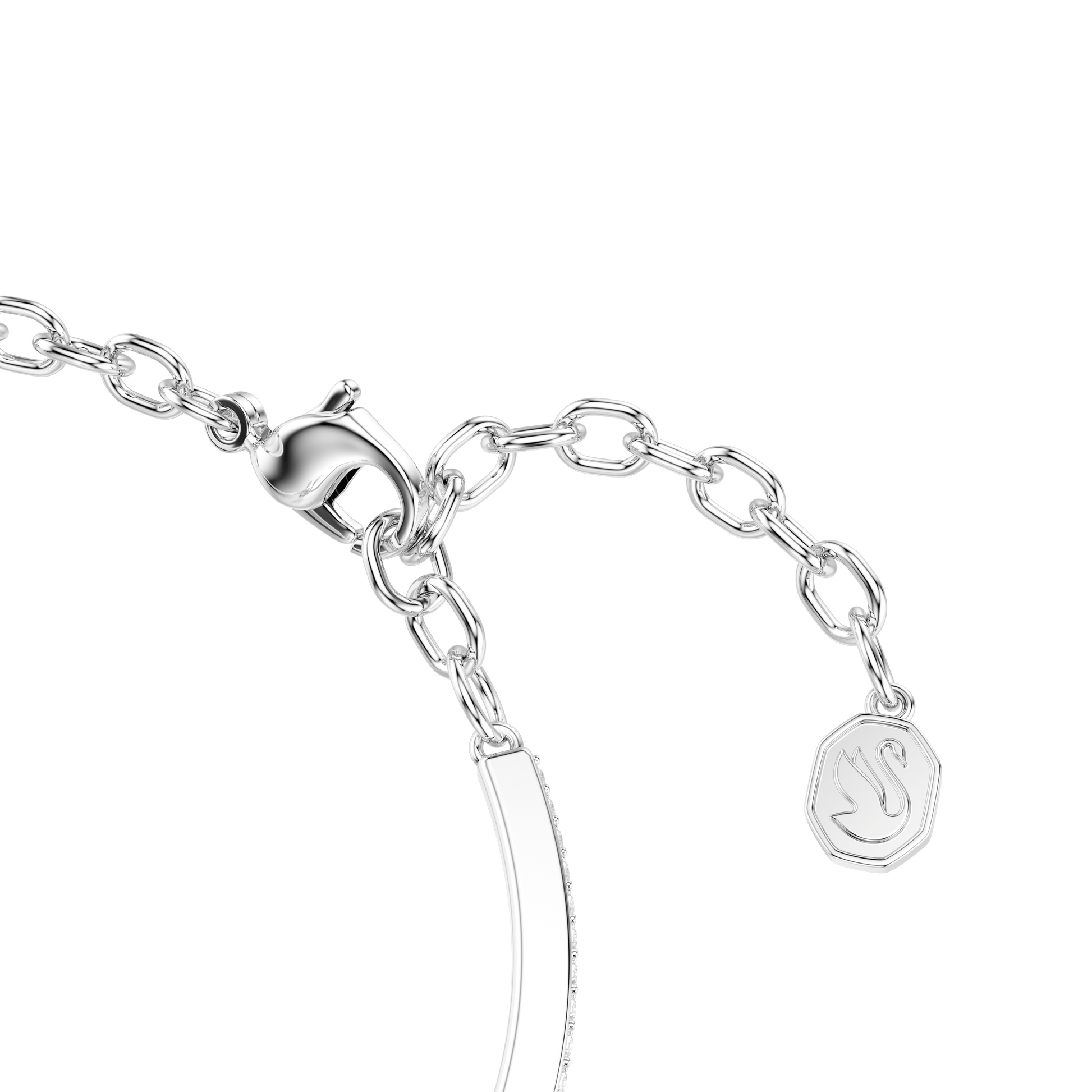 Symbolica bangle, Round cut, Pavé, Horse shoe, Blue, Rhodium plated