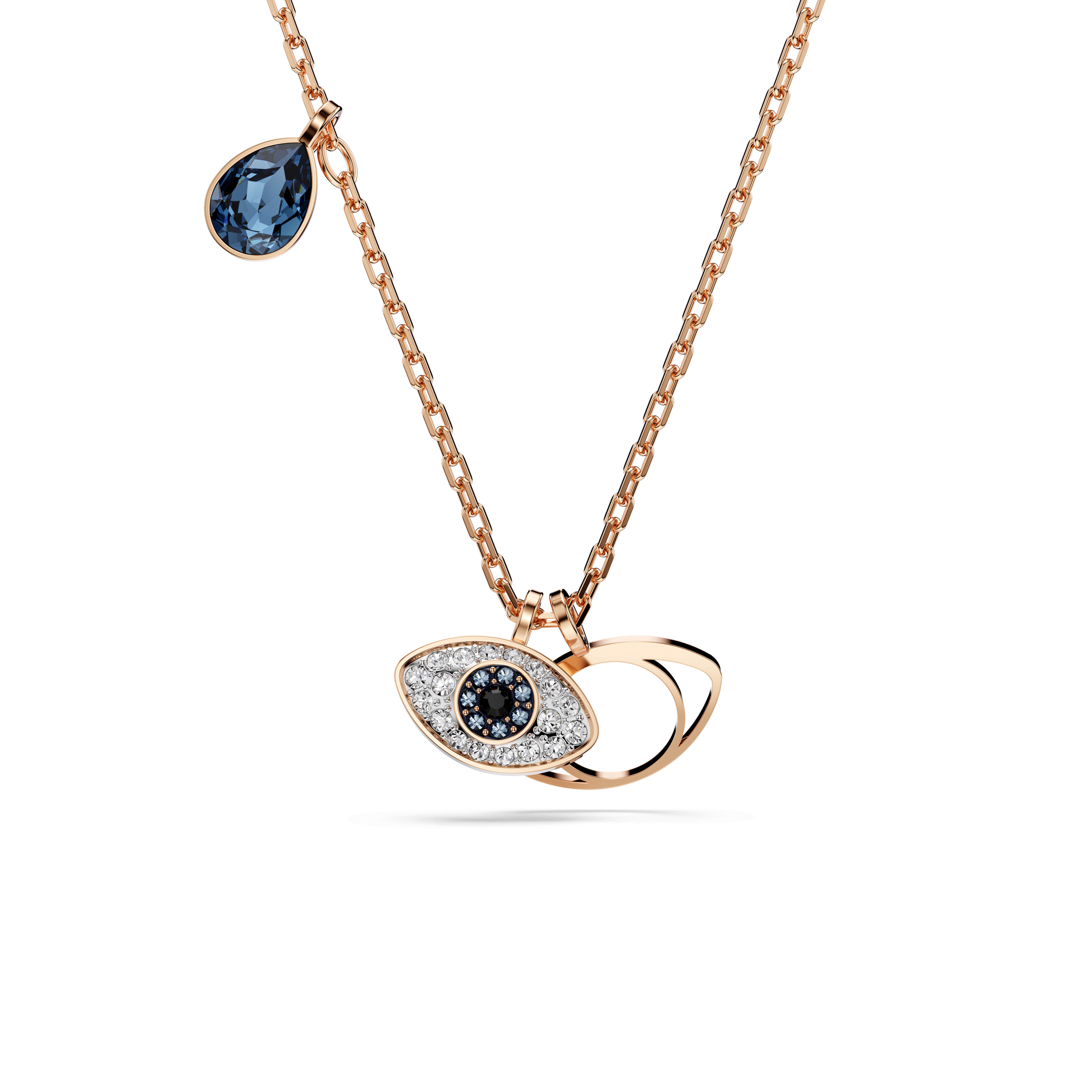 Symbolica pendant, Eye, Multicolored, 18K rose gold finish