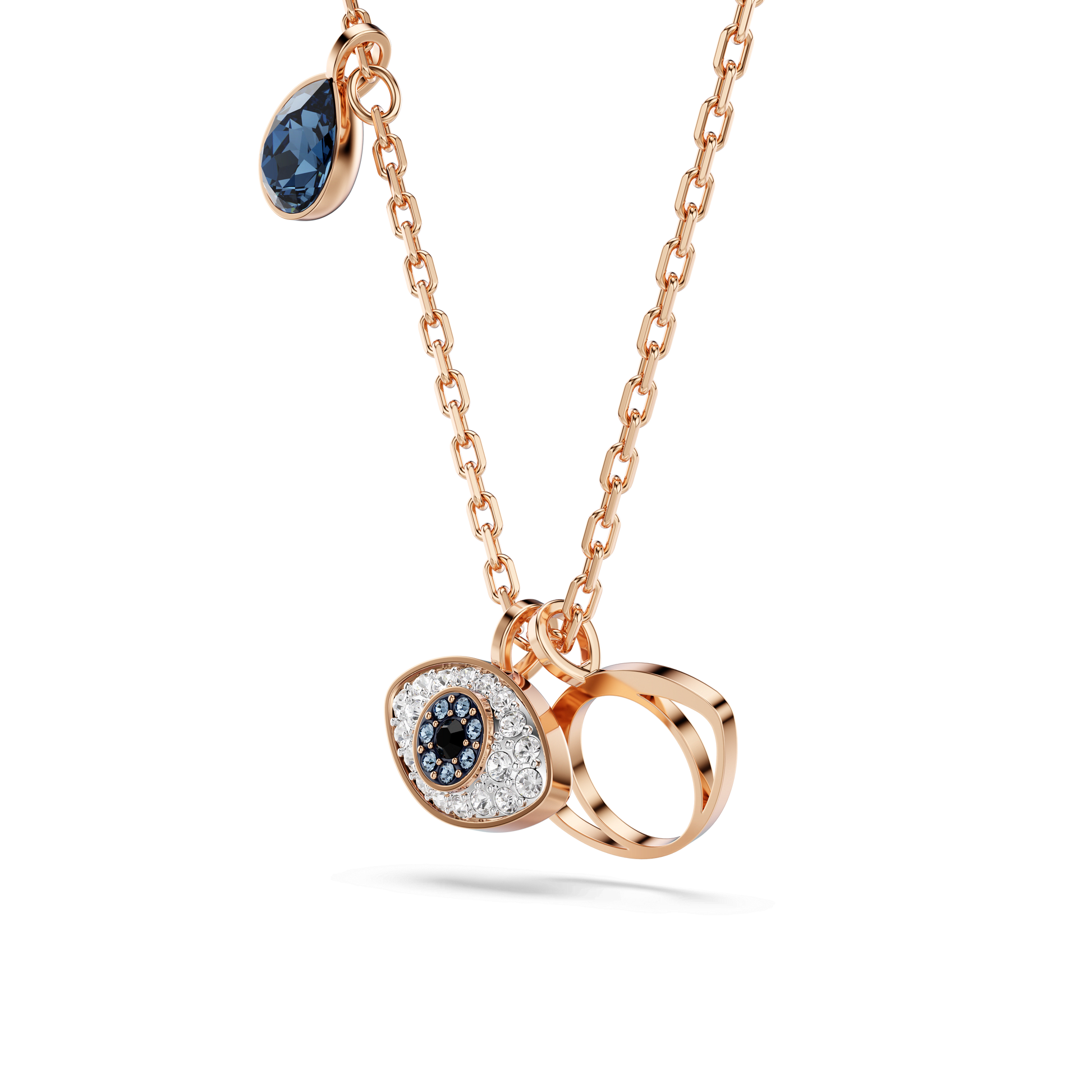 Symbolica pendant, Eye, Multicolored, 18K rose gold finish