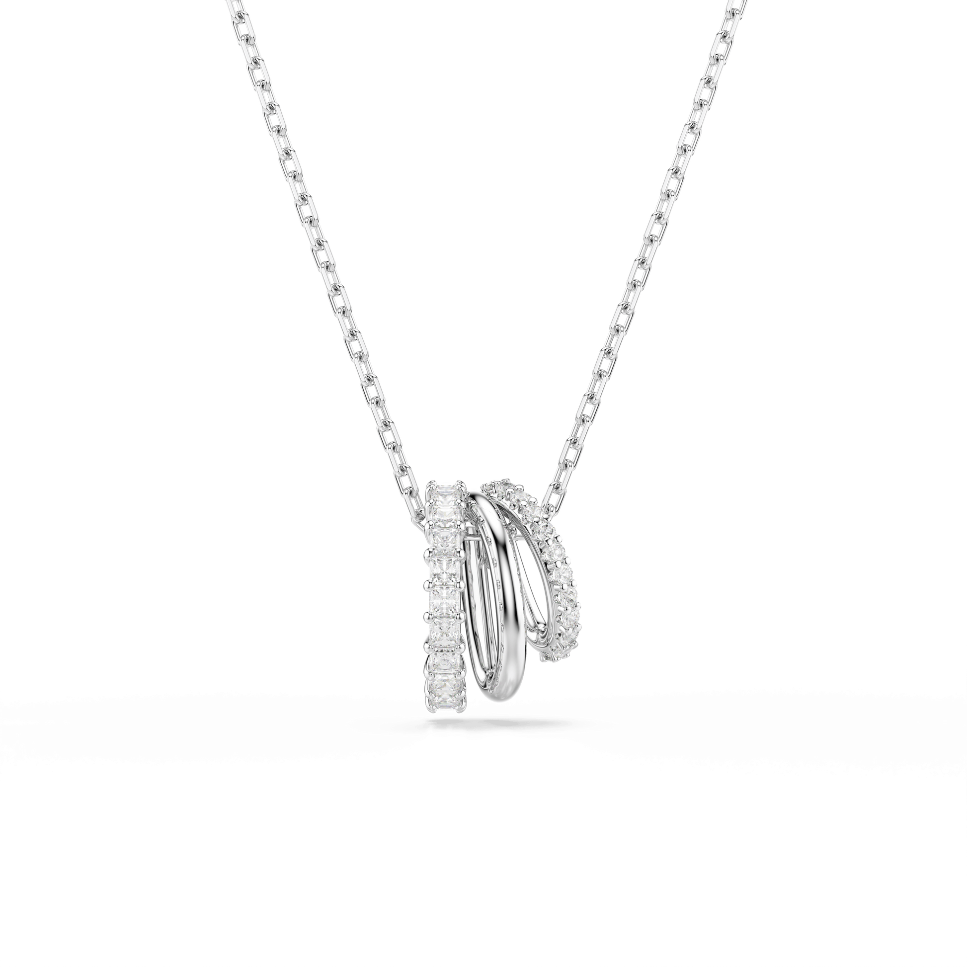 Hyperbola pendant, Round cut, White, Rhodium plated